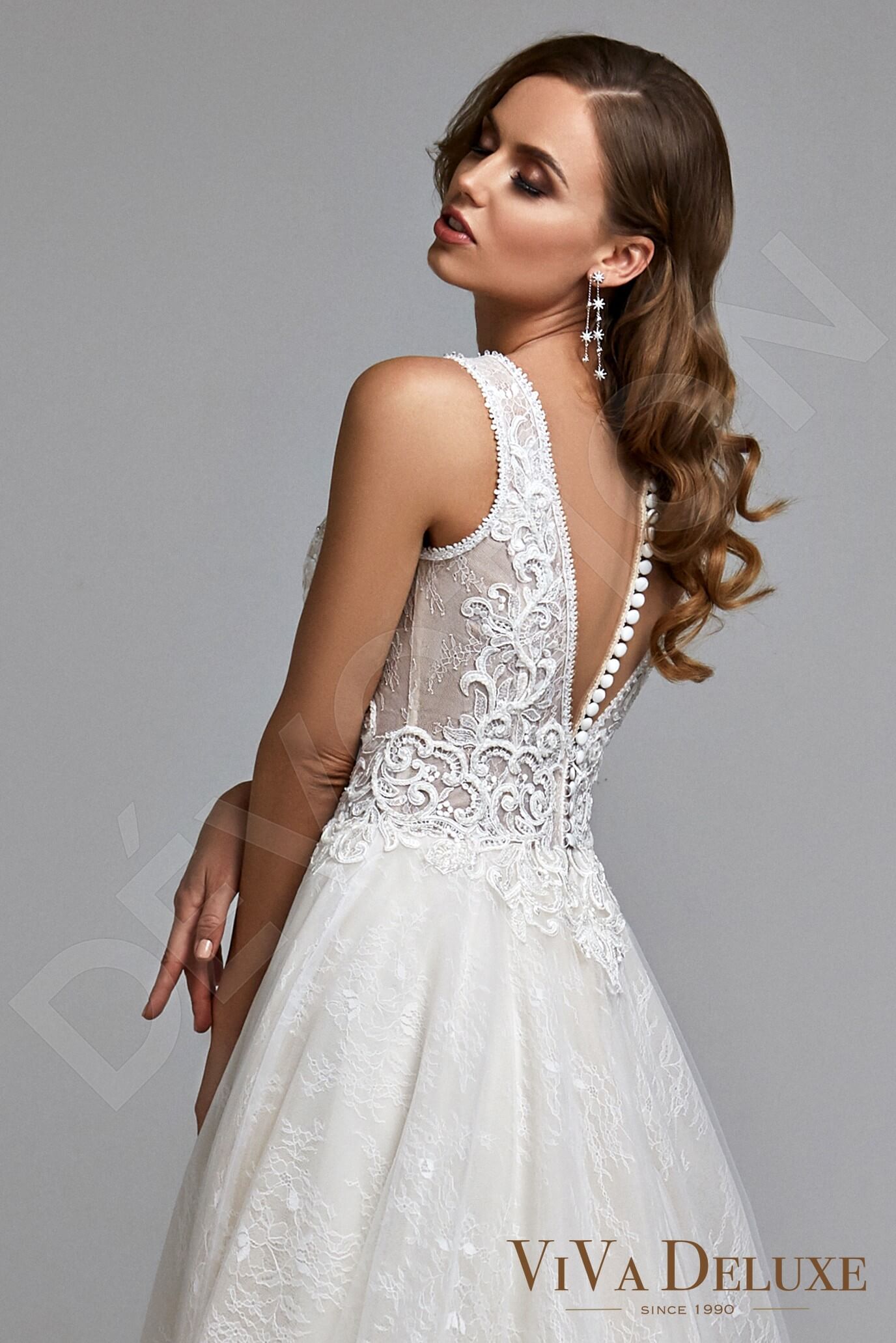 Dotty Illusion back A-line Sleeveless Wedding Dress 3