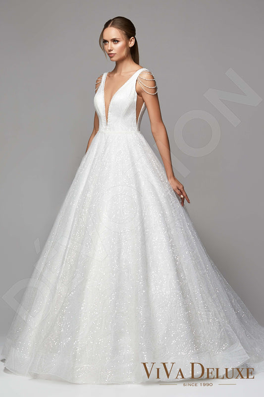 Emerie Princess/Ball Gown V-neck Ivory Wedding dress