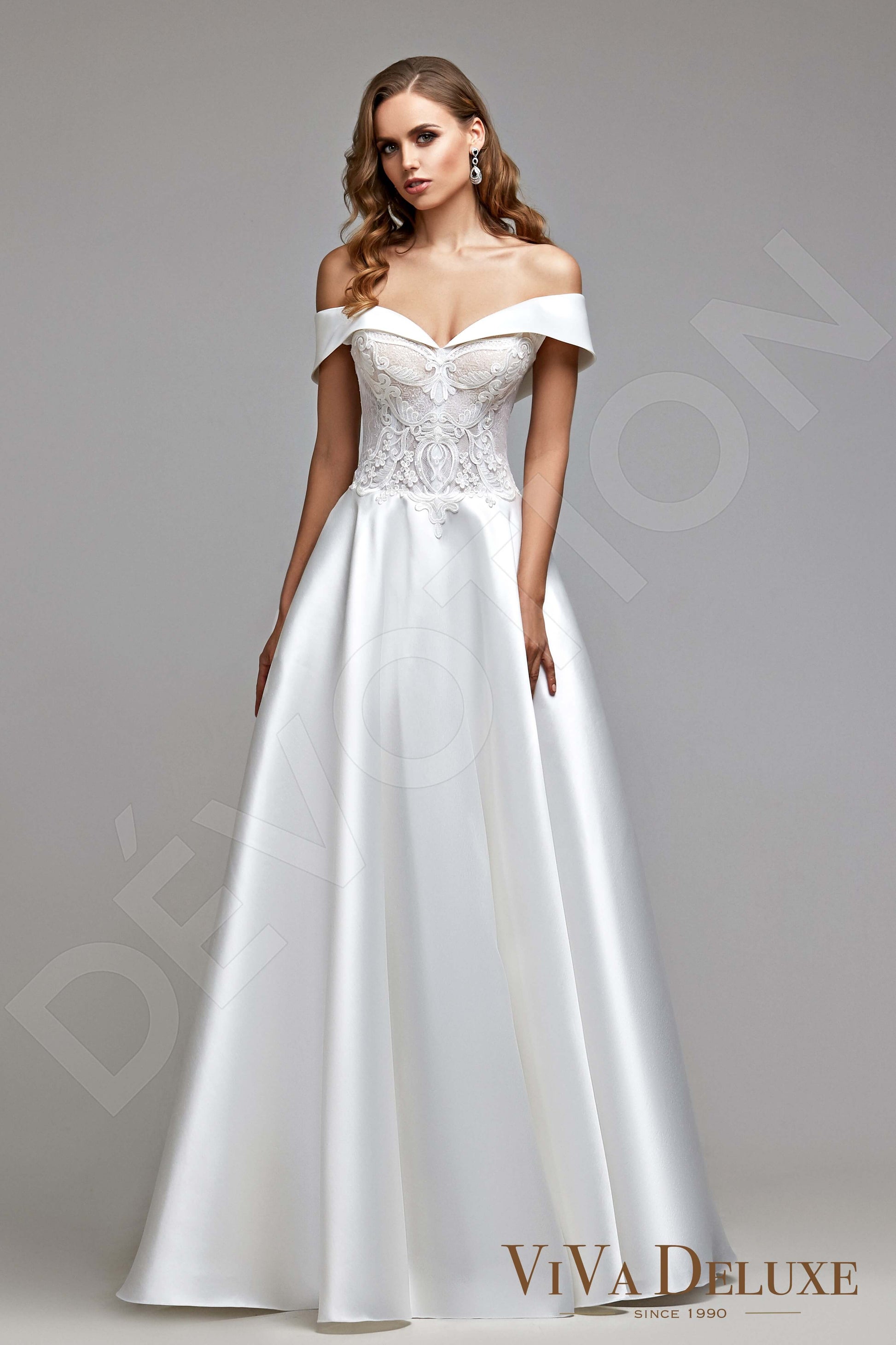 Petra A-line Off-shoulder/Drop shoulders Ivory Wedding dress