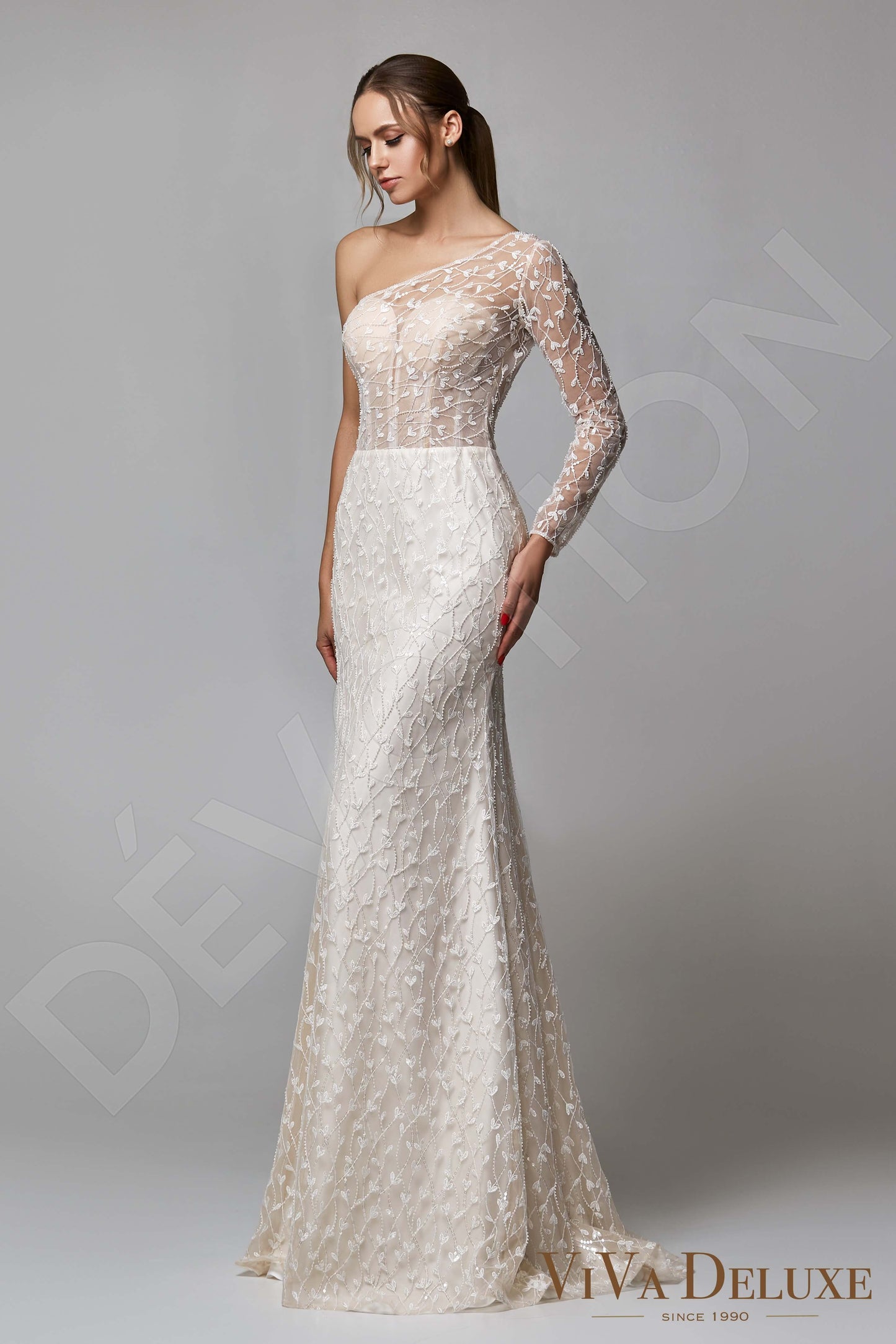 Gertina Open back Trumpet/Mermaid One sleeve Wedding Dress Front