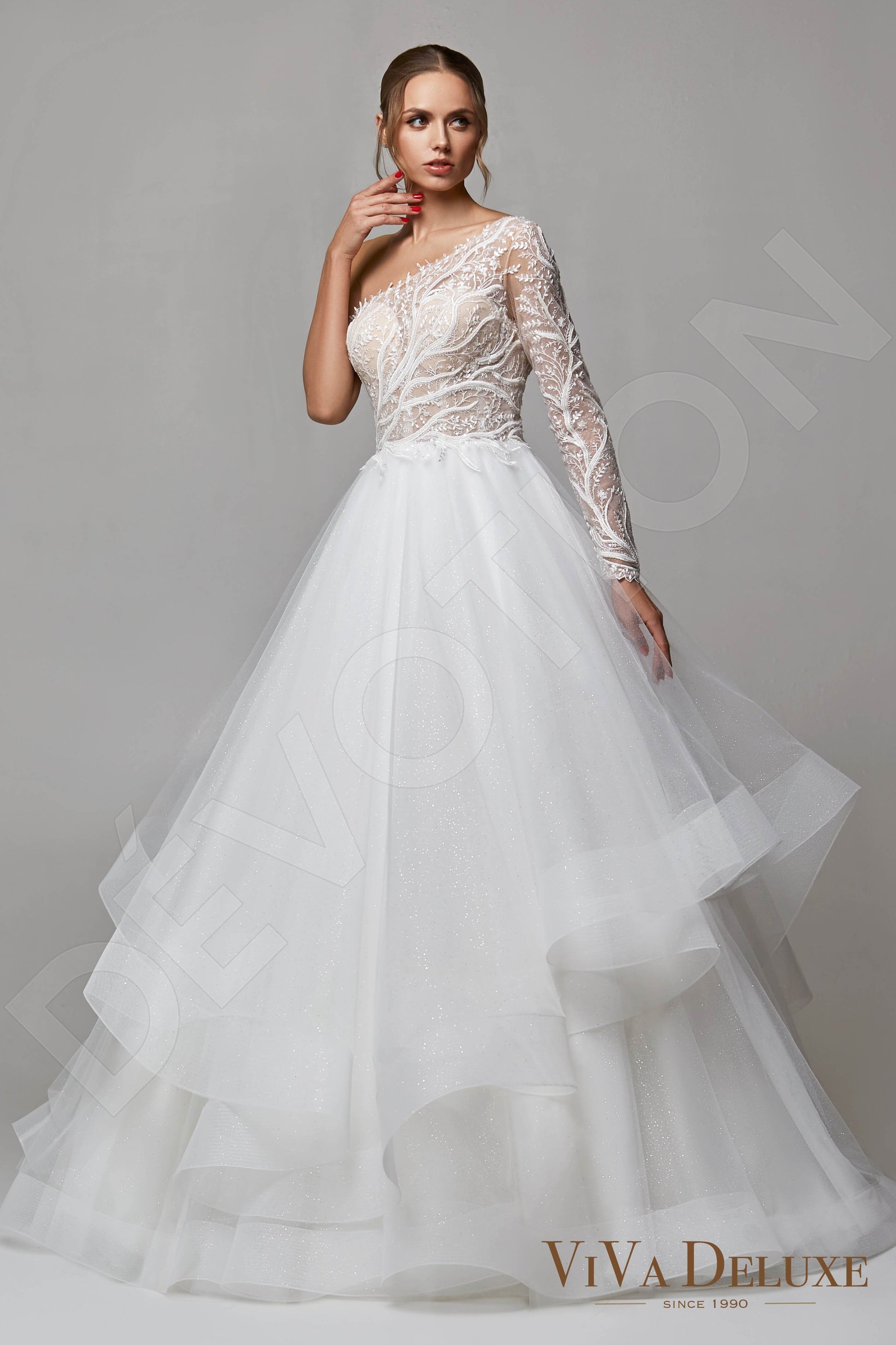 Nika A-line Asymmetric/One shoulder Ivory Wedding dress