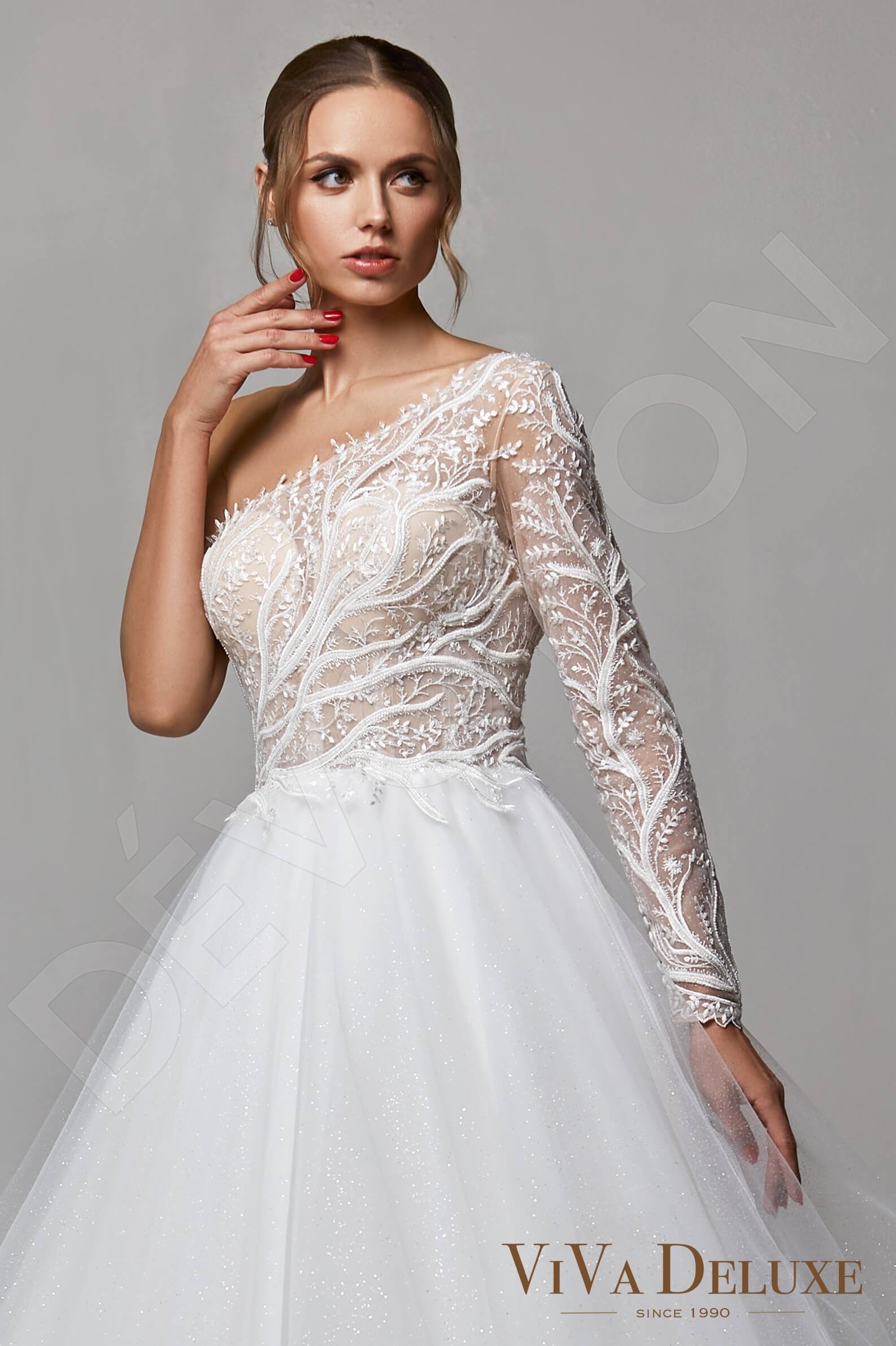 Nika A-line Asymmetric/One shoulder Ivory Wedding dress