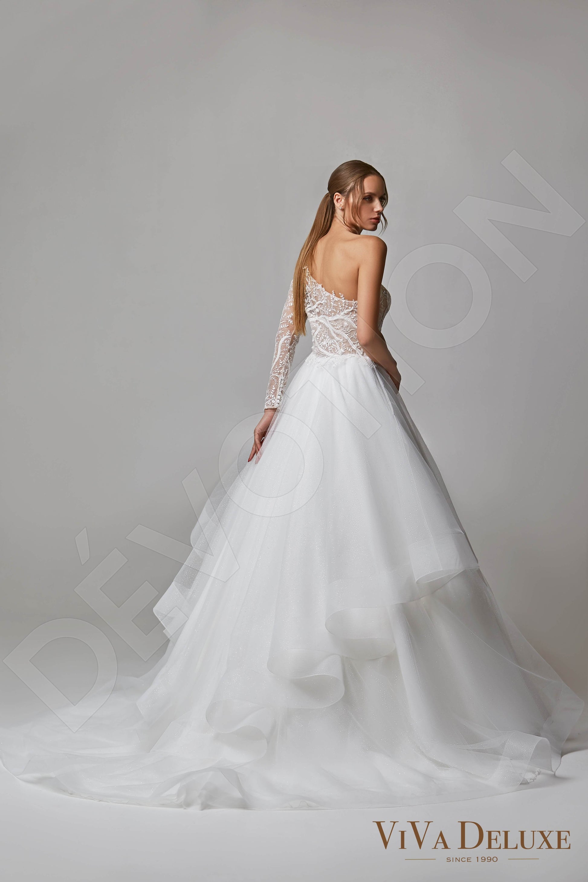 Nika A-line Asymmetric/One shoulder Ivory Wedding dress