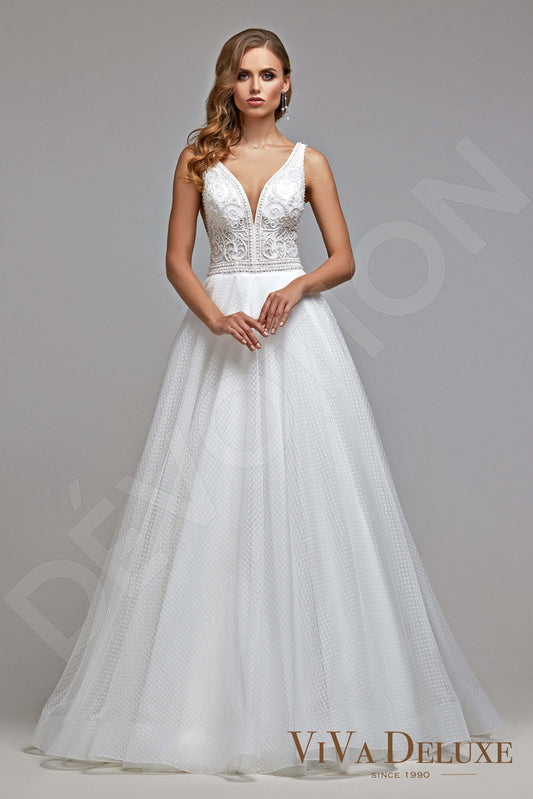 Leyna A-line V-neck Ivory Wedding dress