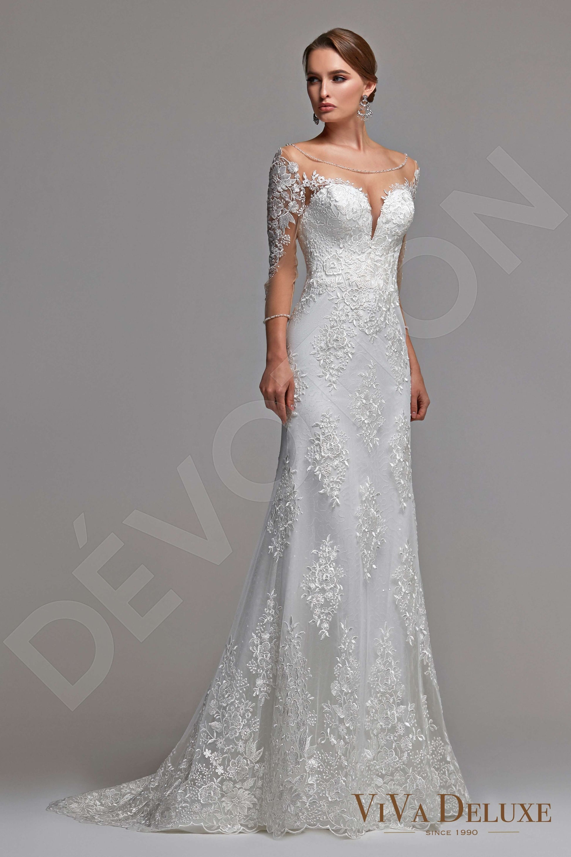 Lilianna Sheath/Column Boat/Bateau Ivory Wedding dress