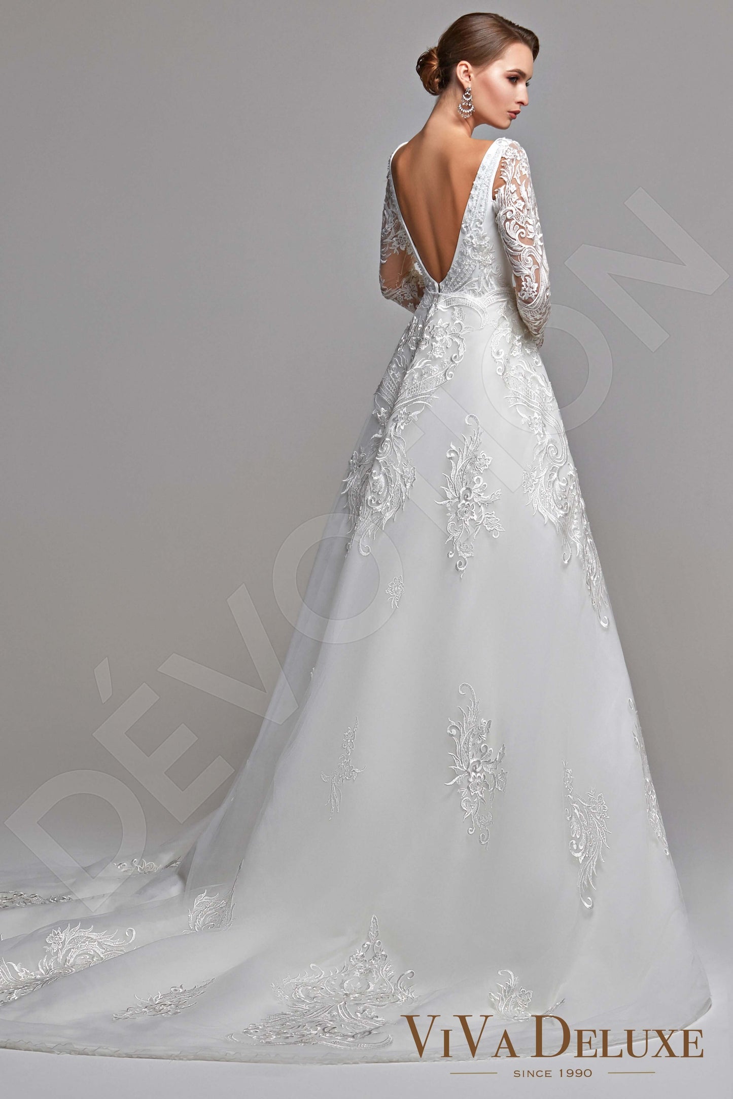 Maya Open back A-line Long sleeve Wedding Dress Back