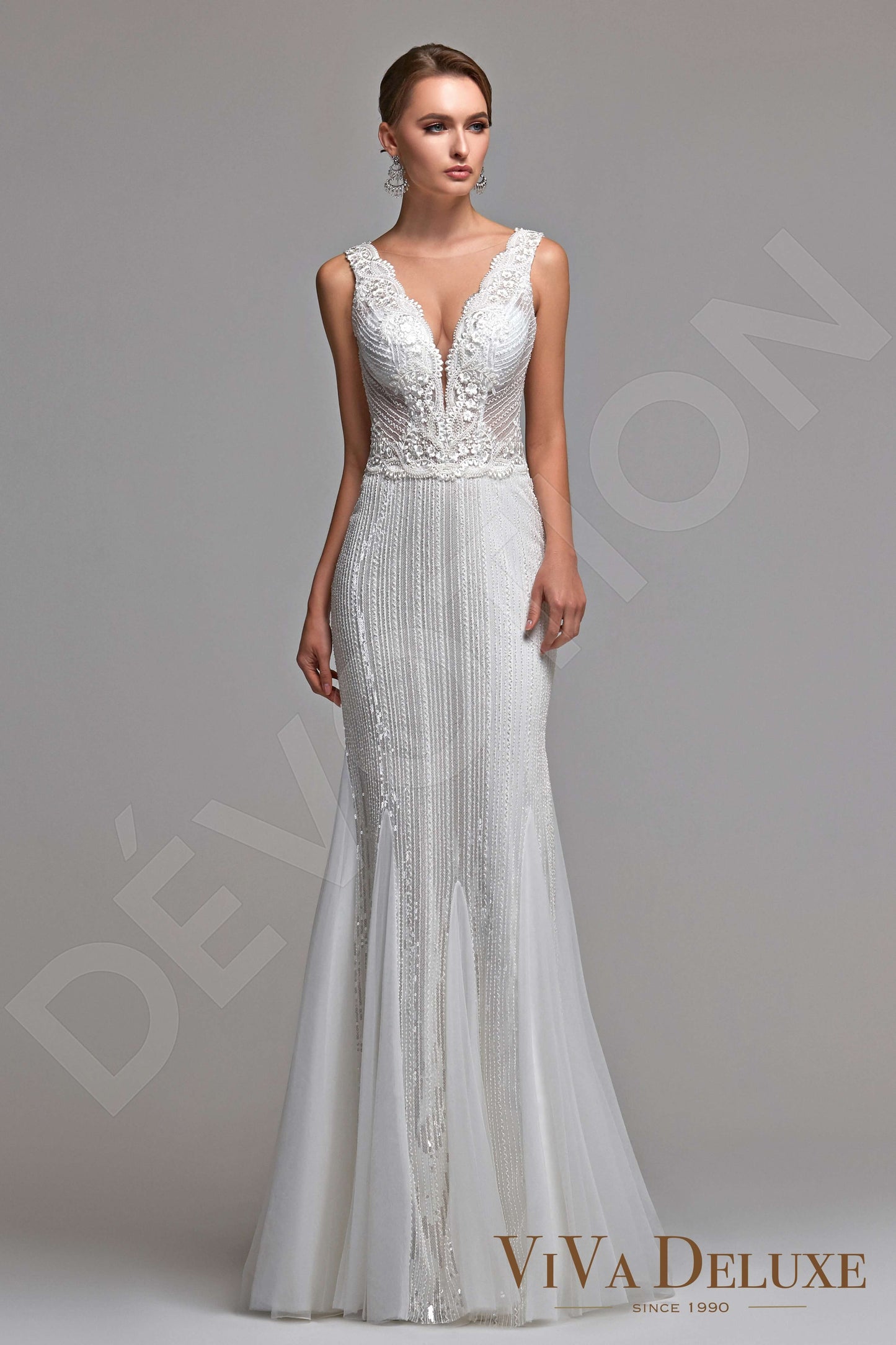 Margina Illusion back Trumpet/Mermaid Sleeveless Wedding Dress Front