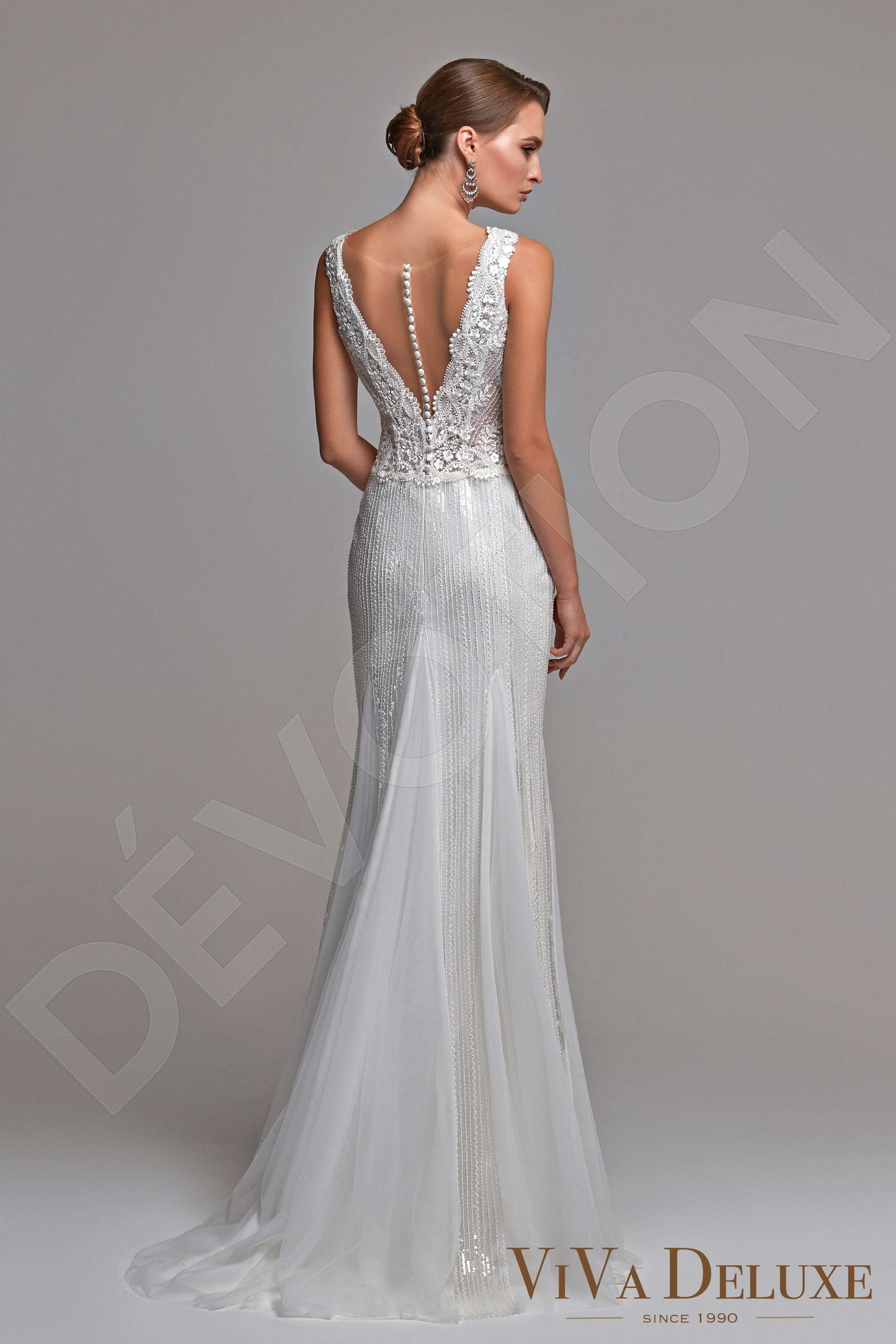 Margina Illusion back Trumpet/Mermaid Sleeveless Wedding Dress Back