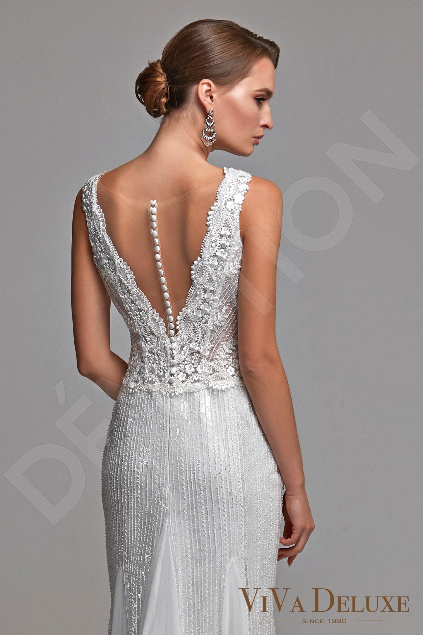 Margina Illusion back Trumpet/Mermaid Sleeveless Wedding Dress 3