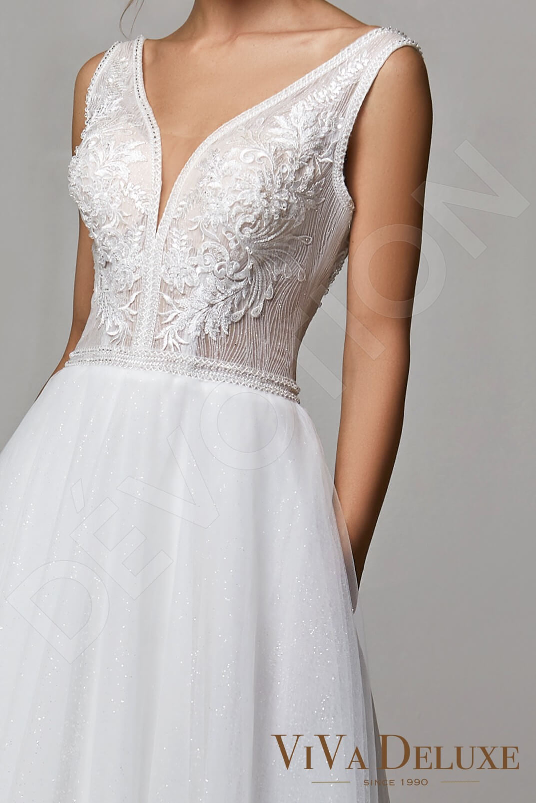 Magda A-line V-neck Ivory Wedding dress