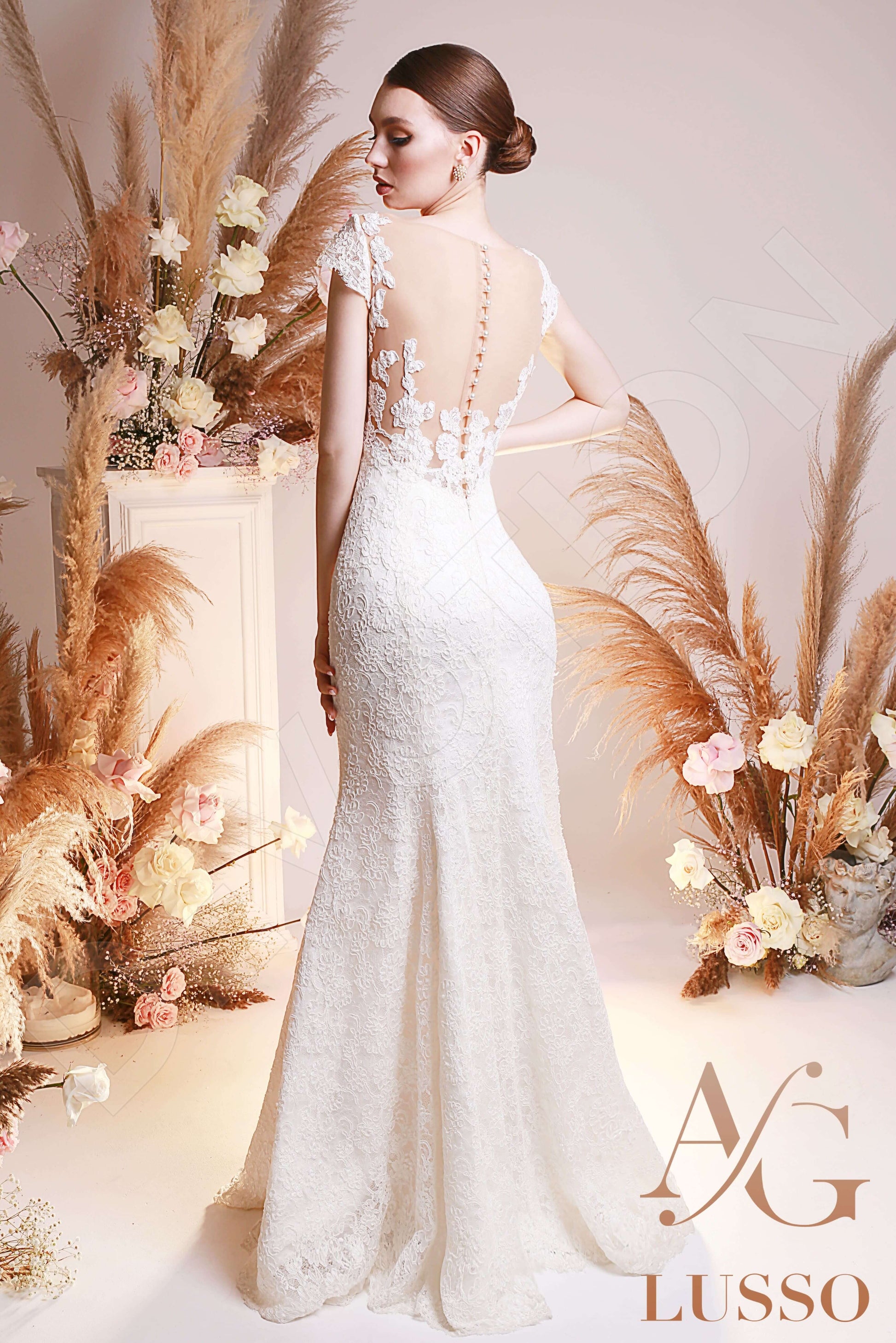 Dolinna Trumpet/Mermaid Illusion Ivory Wedding dress