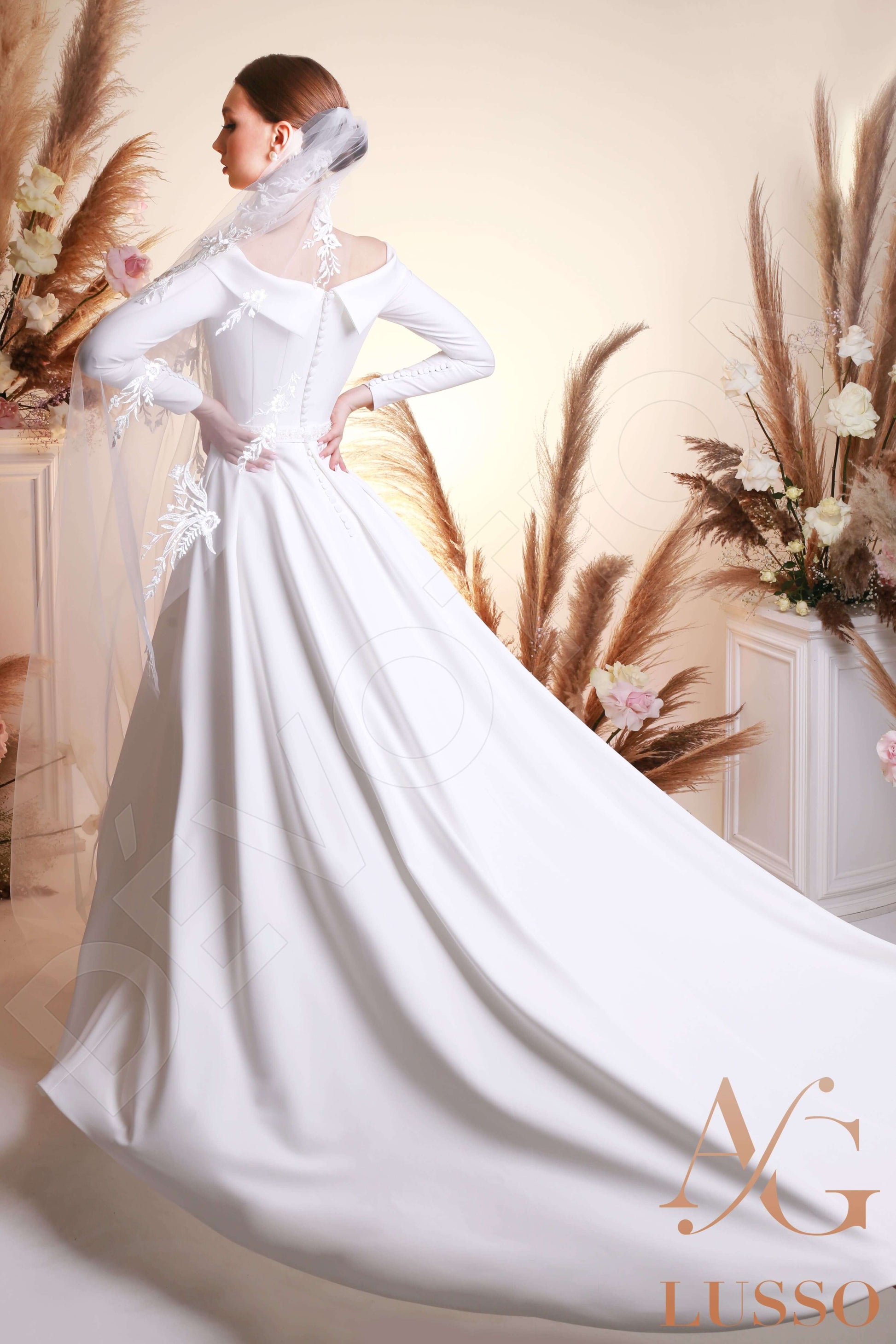 Malani A-line Off-shoulder/Drop shoulders Lightivory Wedding dress