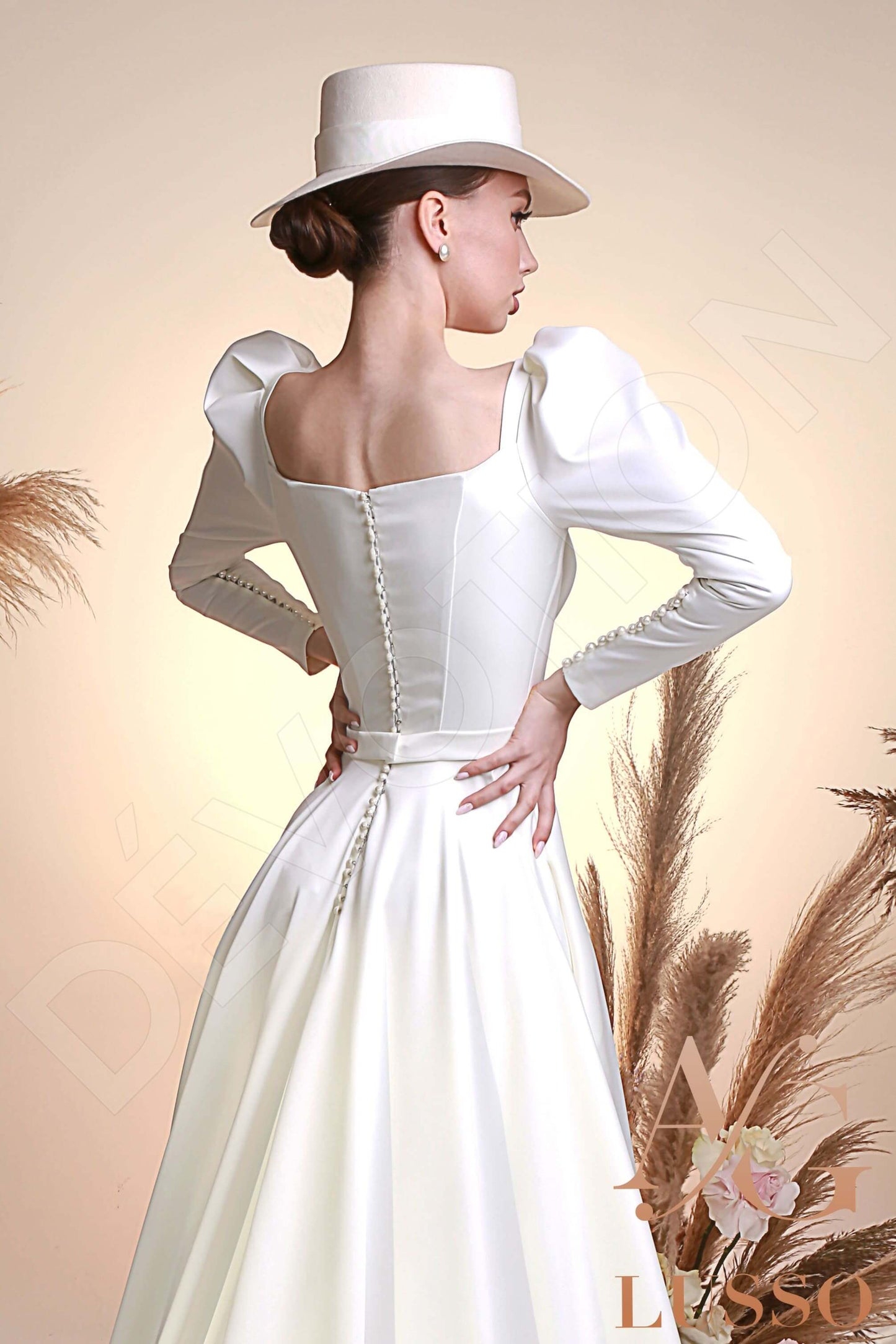 Madisyn Full back A-line Long sleeve Wedding Dress 3