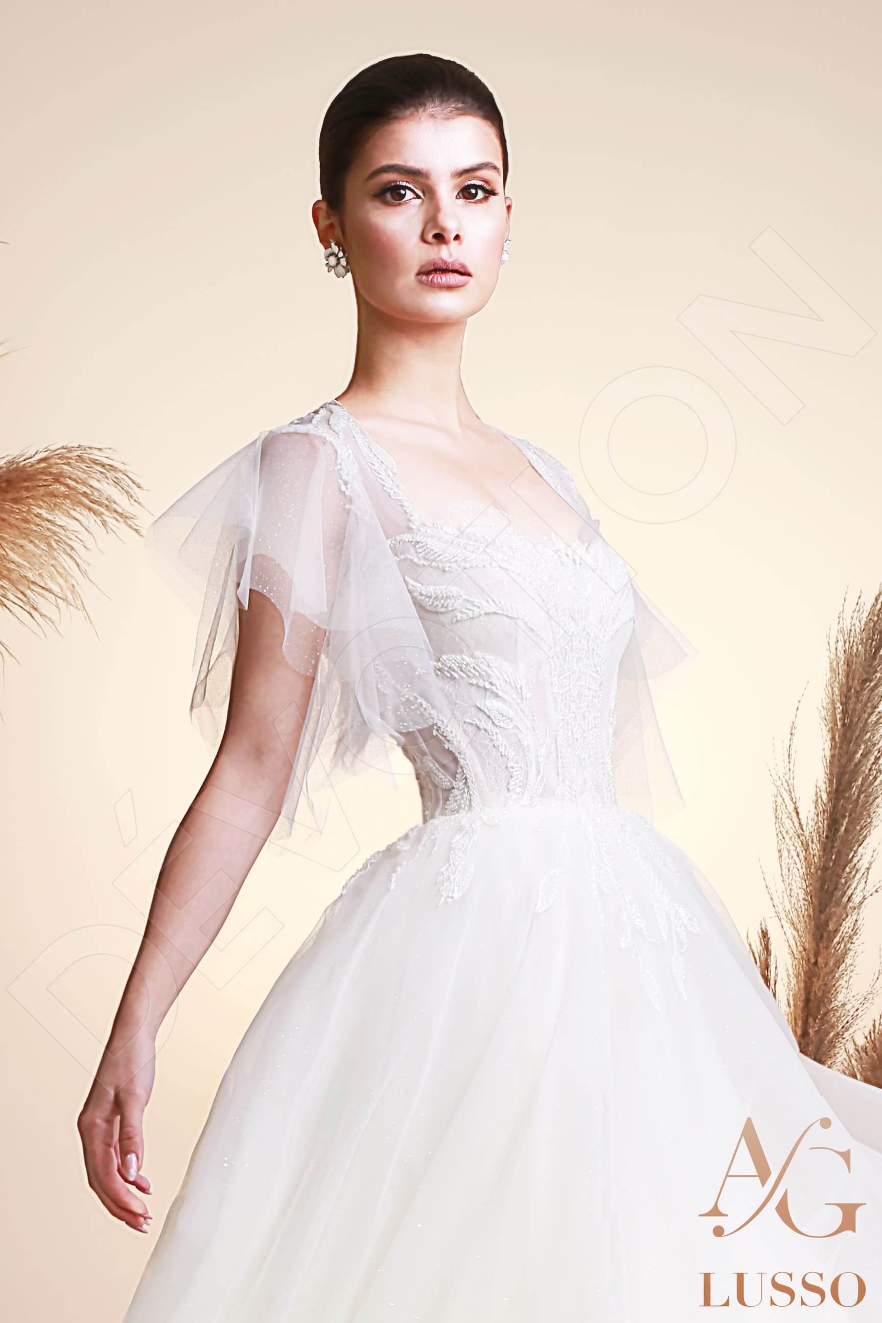 Marlowe A-line V-neck Ivory Wedding dress