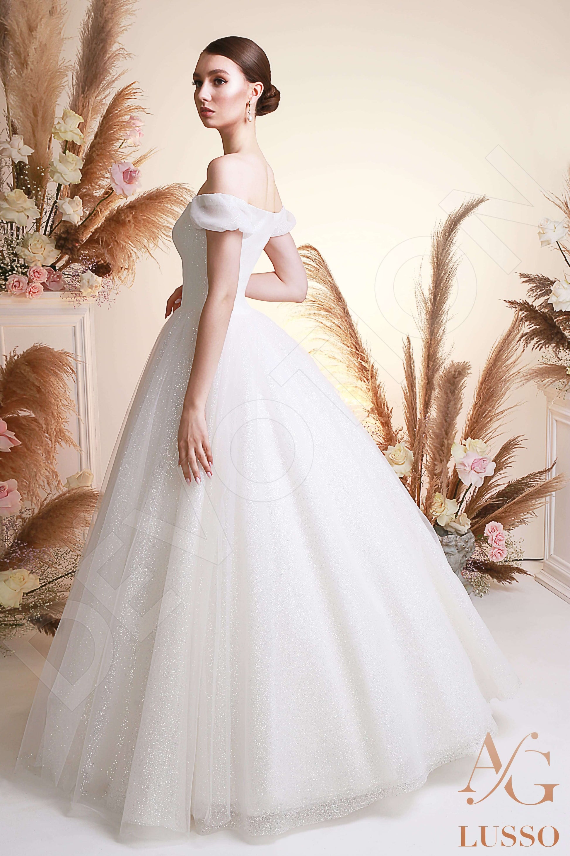 Saida Princess/Ball Gown Off-shoulder/Drop shoulders Lightivory Wedding dress