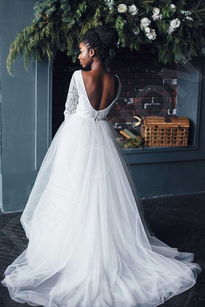 Jacklyn Open back A-line Long sleeve Wedding Dress Back