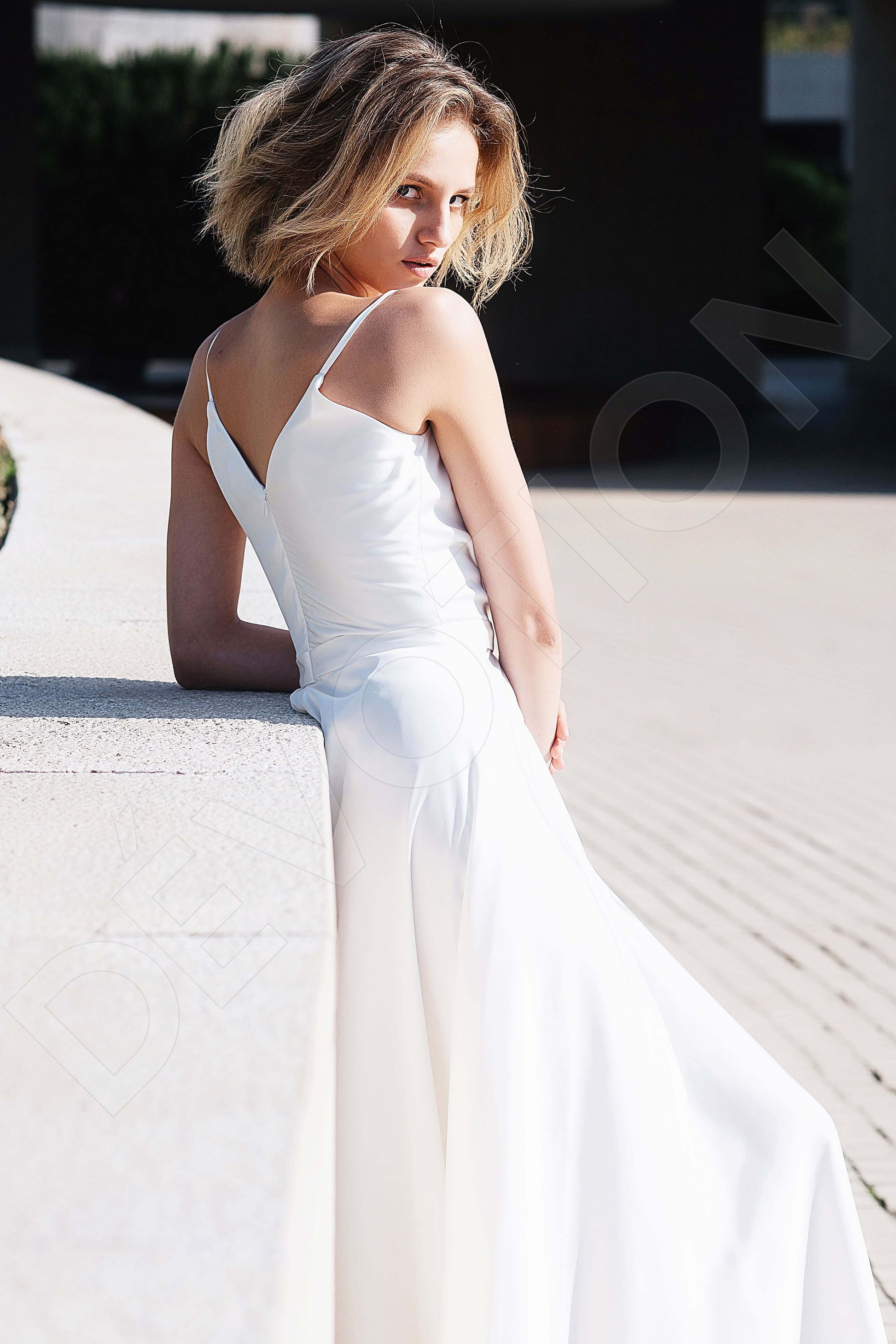 Inbar A-line V-neck Ivory Wedding dress