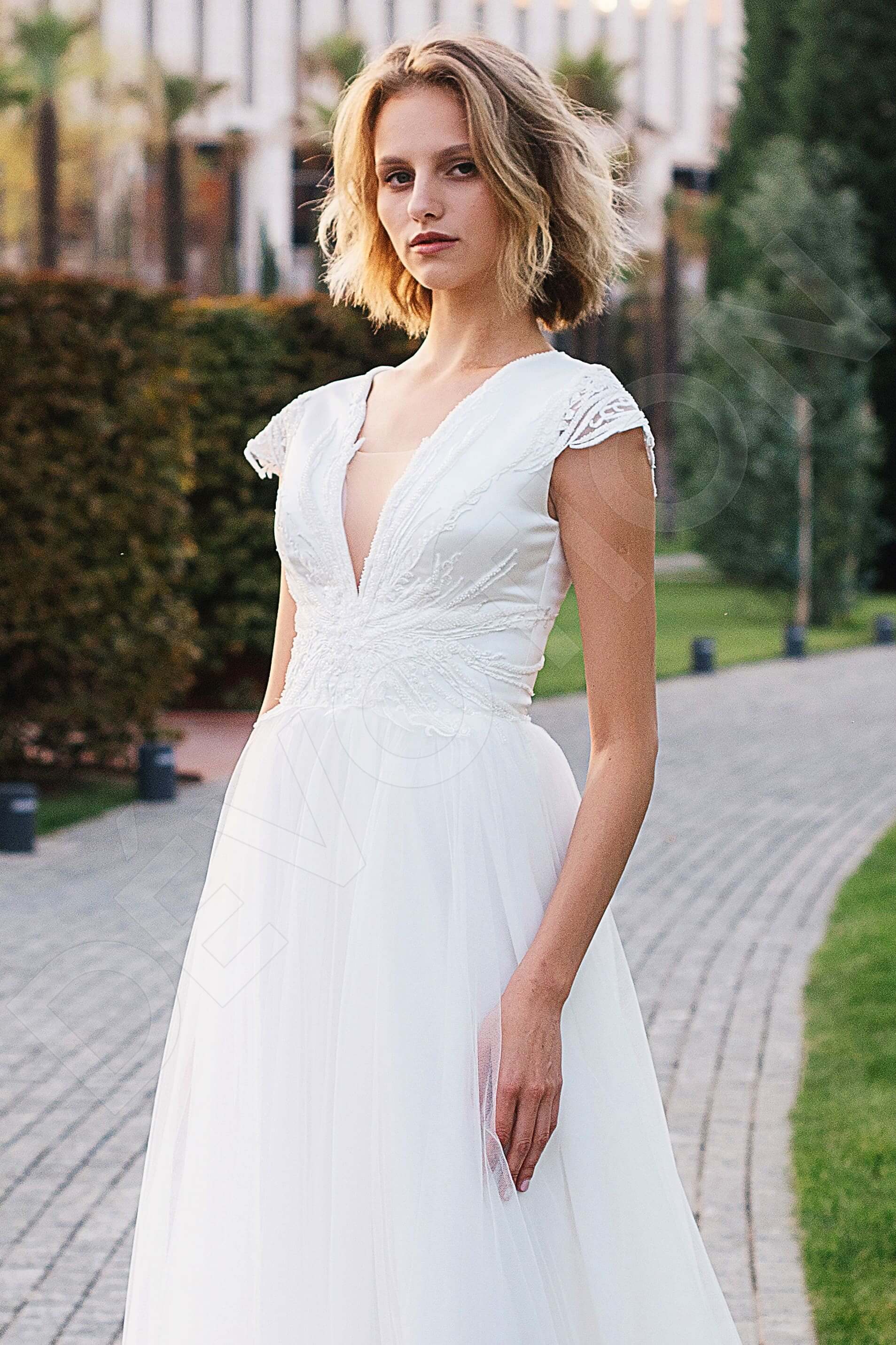 Rae A-line V-neck Ivory Wedding dress