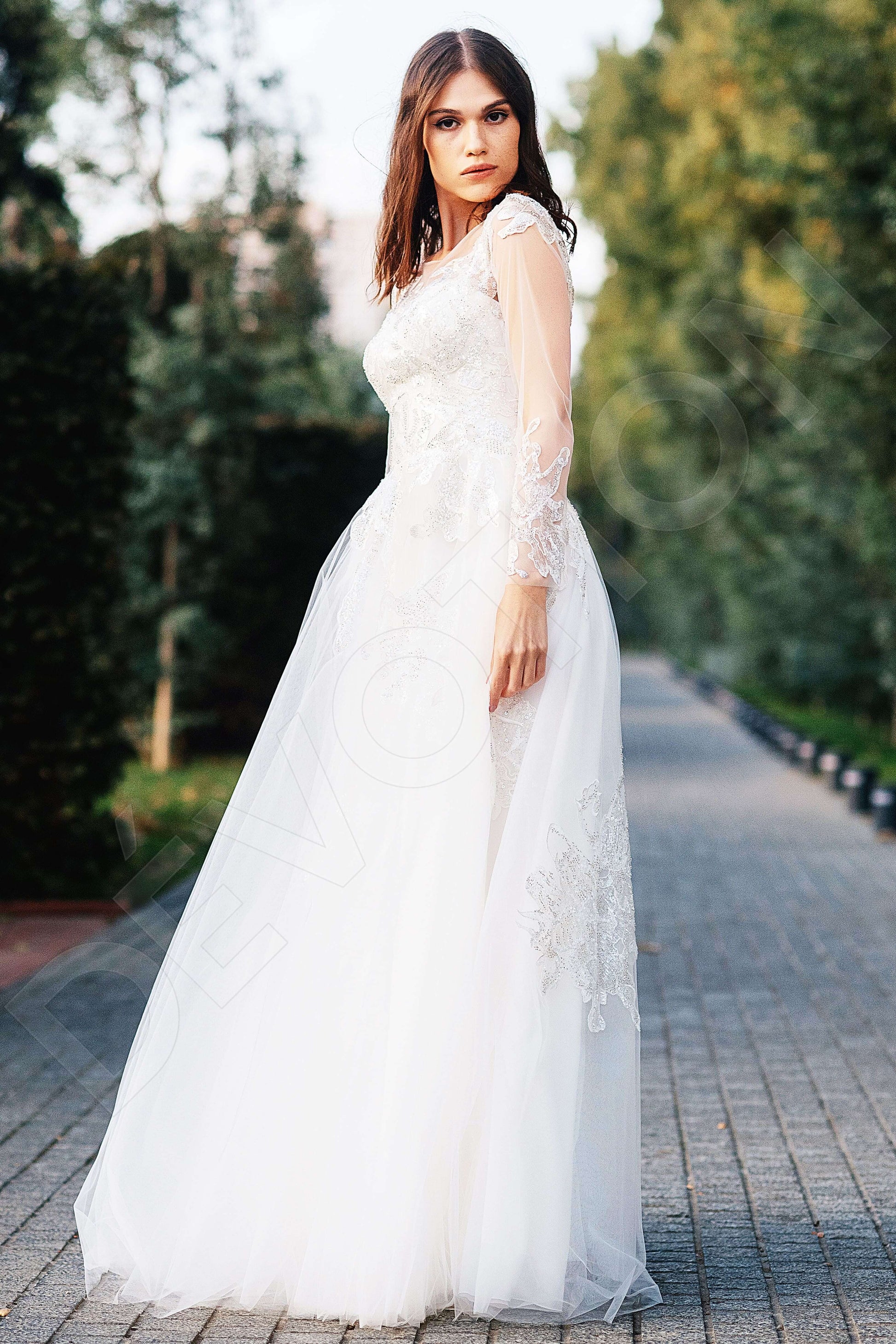 Zulma A-line Jewel Ivory Wedding dress