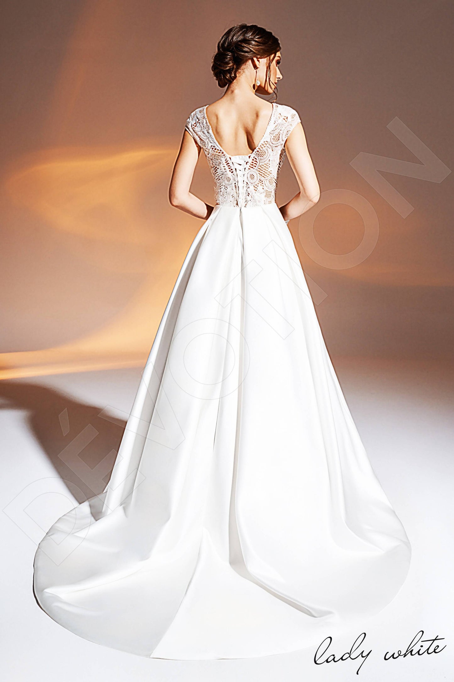 Anipe Open back A-line Short/ Cap sleeve Wedding Dress Back