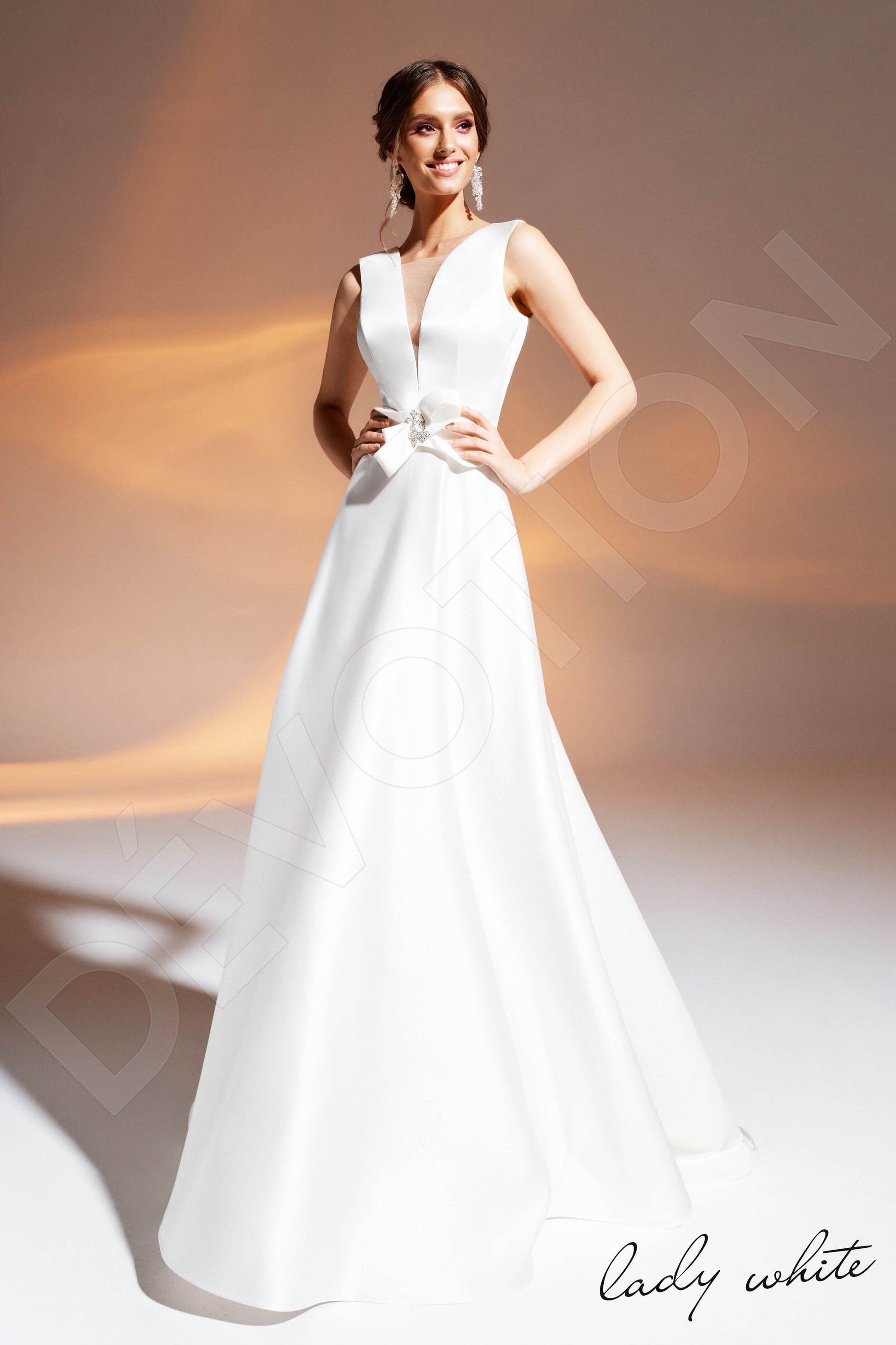 Aziza A-line Illusion Ivory Wedding dress