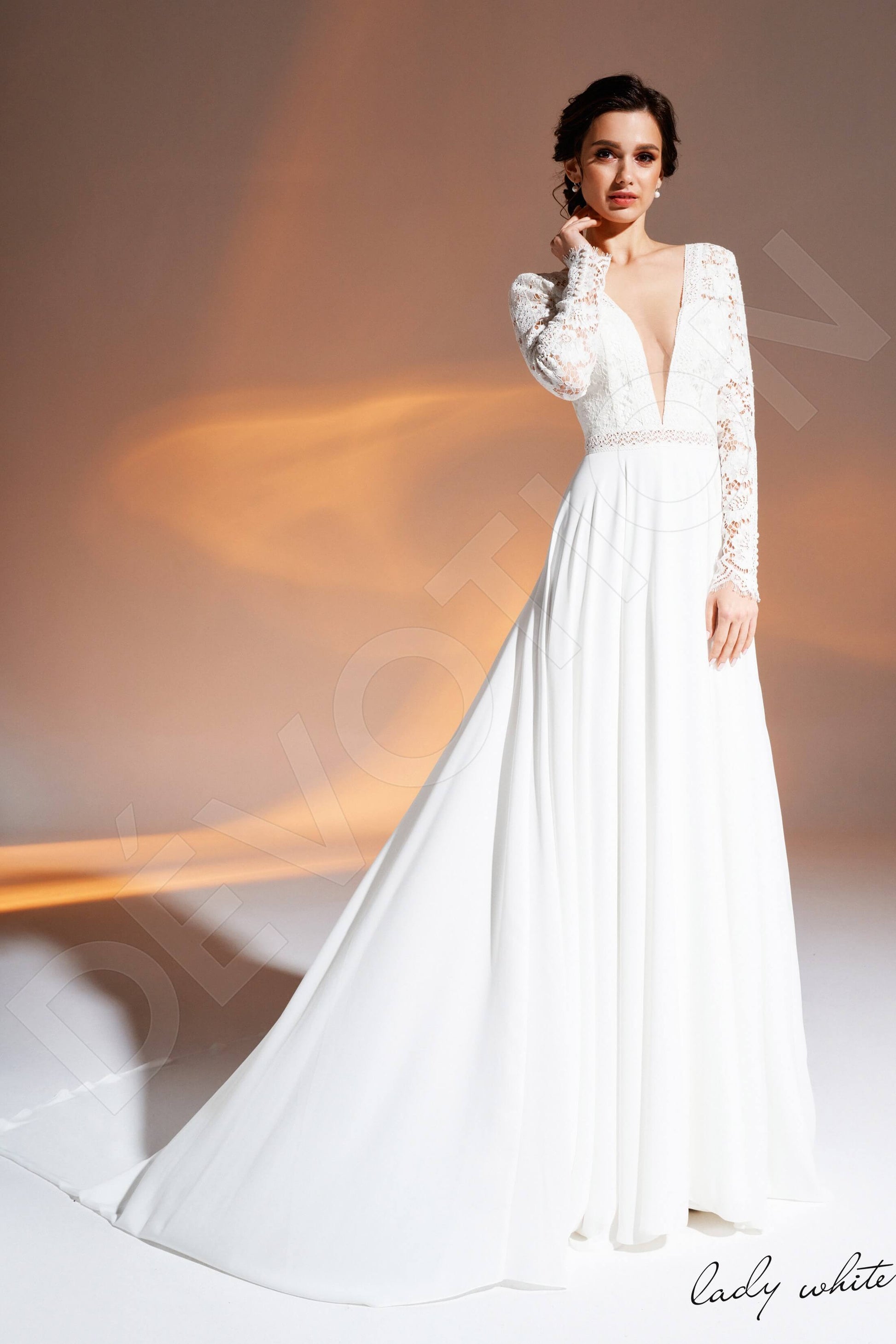 Nashwa A-line Illusion Ivory Wedding dress