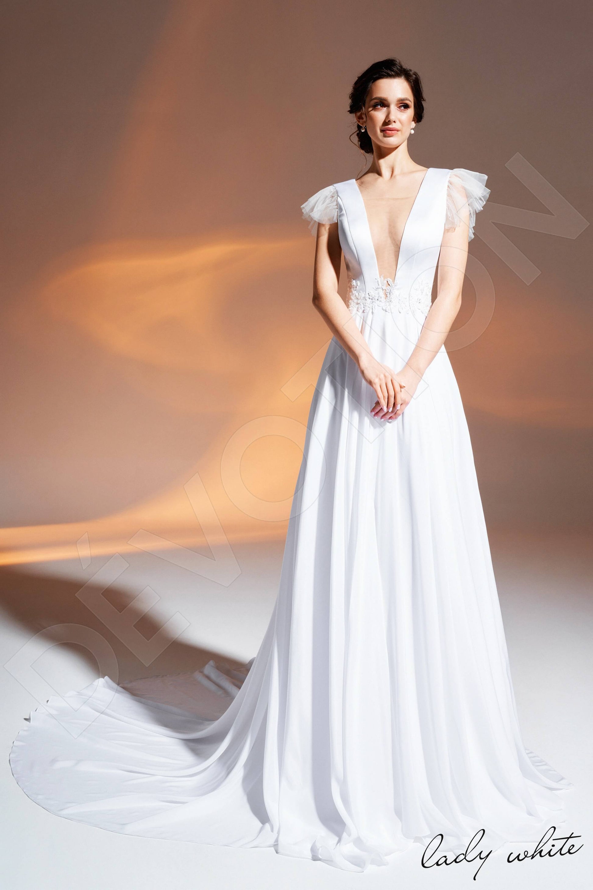 Sharifa A-line Illusion White Wedding dress