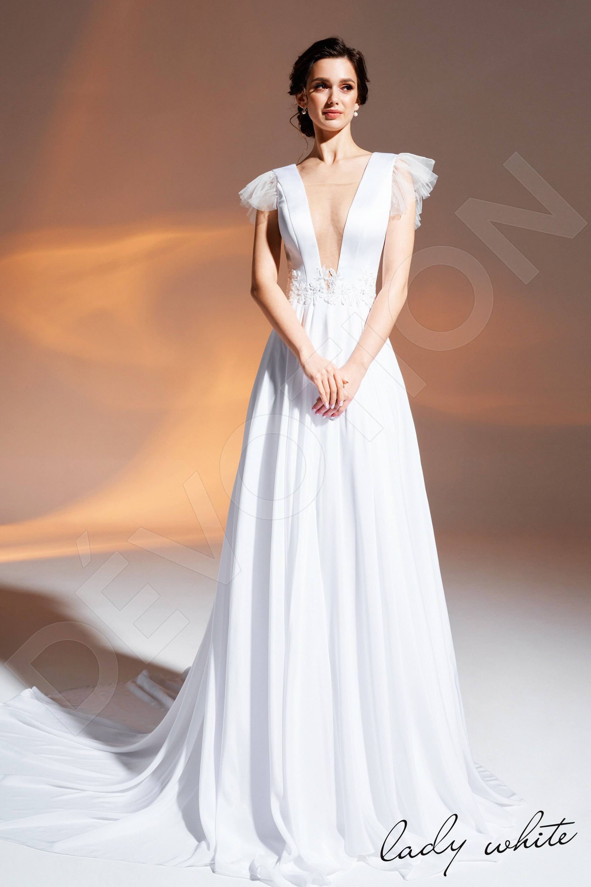 Sharifa A-line Illusion White Wedding dress