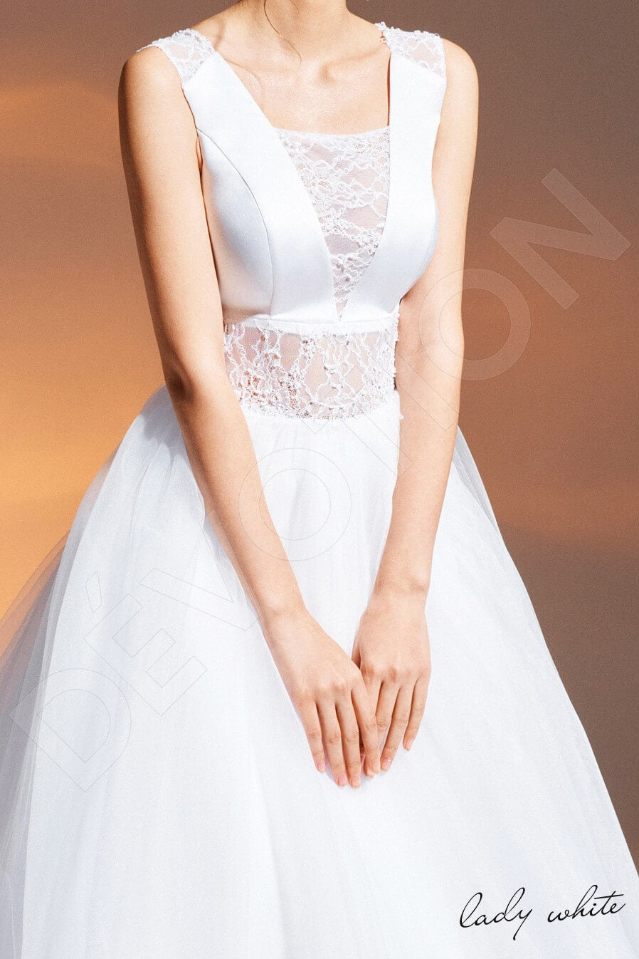 Sabah A-line Square White Wedding dress