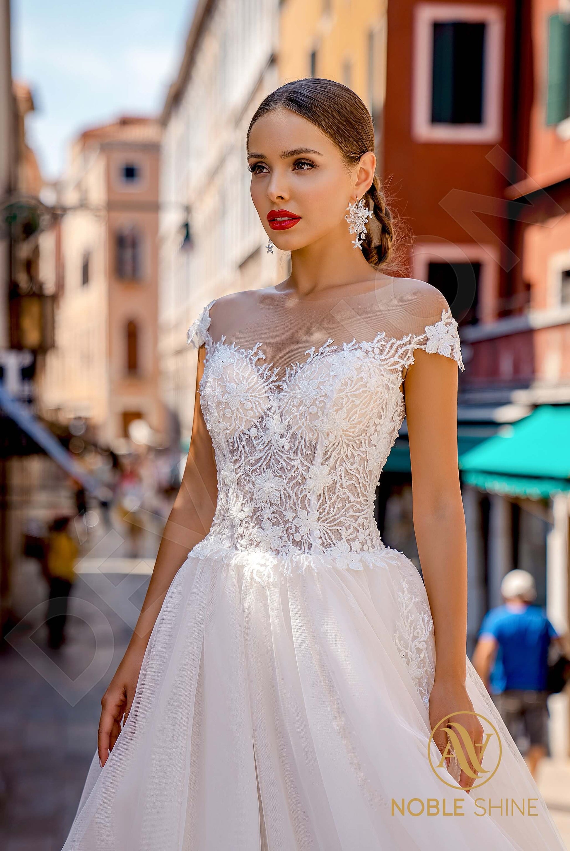 Albertina A-line Illusion Milk Cappuccino Wedding dress