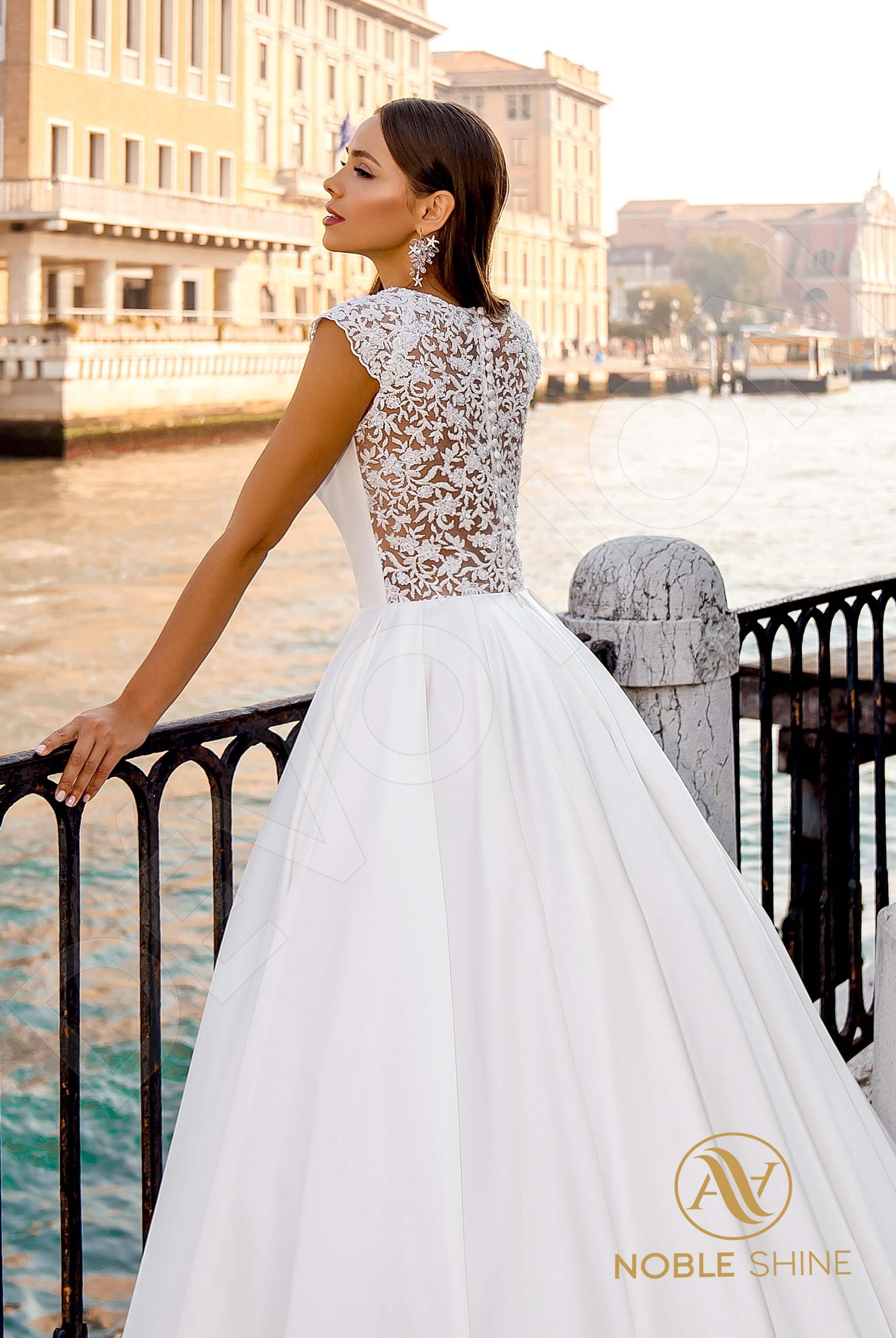 Ornella A-line Jewel Milk Wedding dress