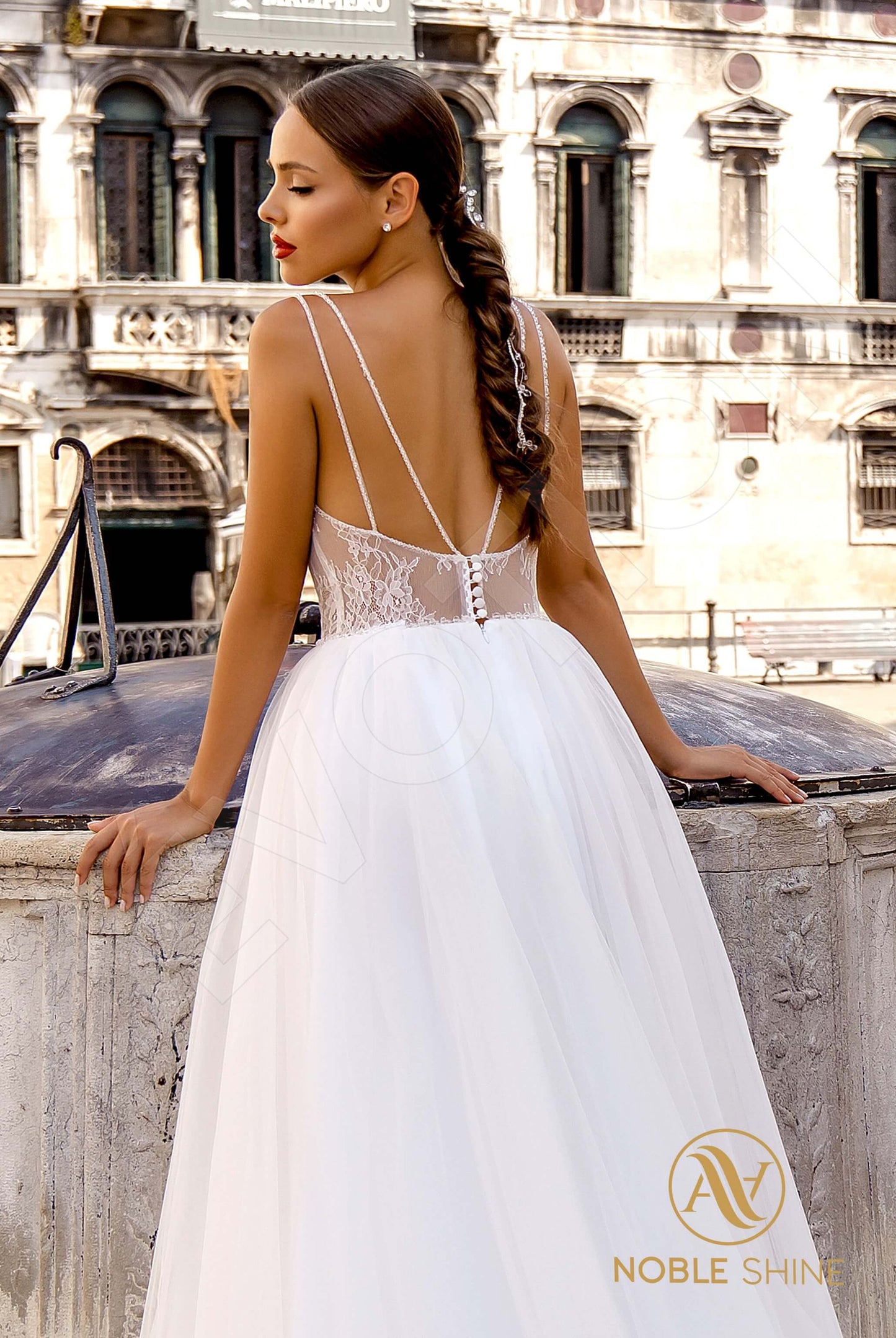 Romilda Open back A-line Straps Wedding Dress 3