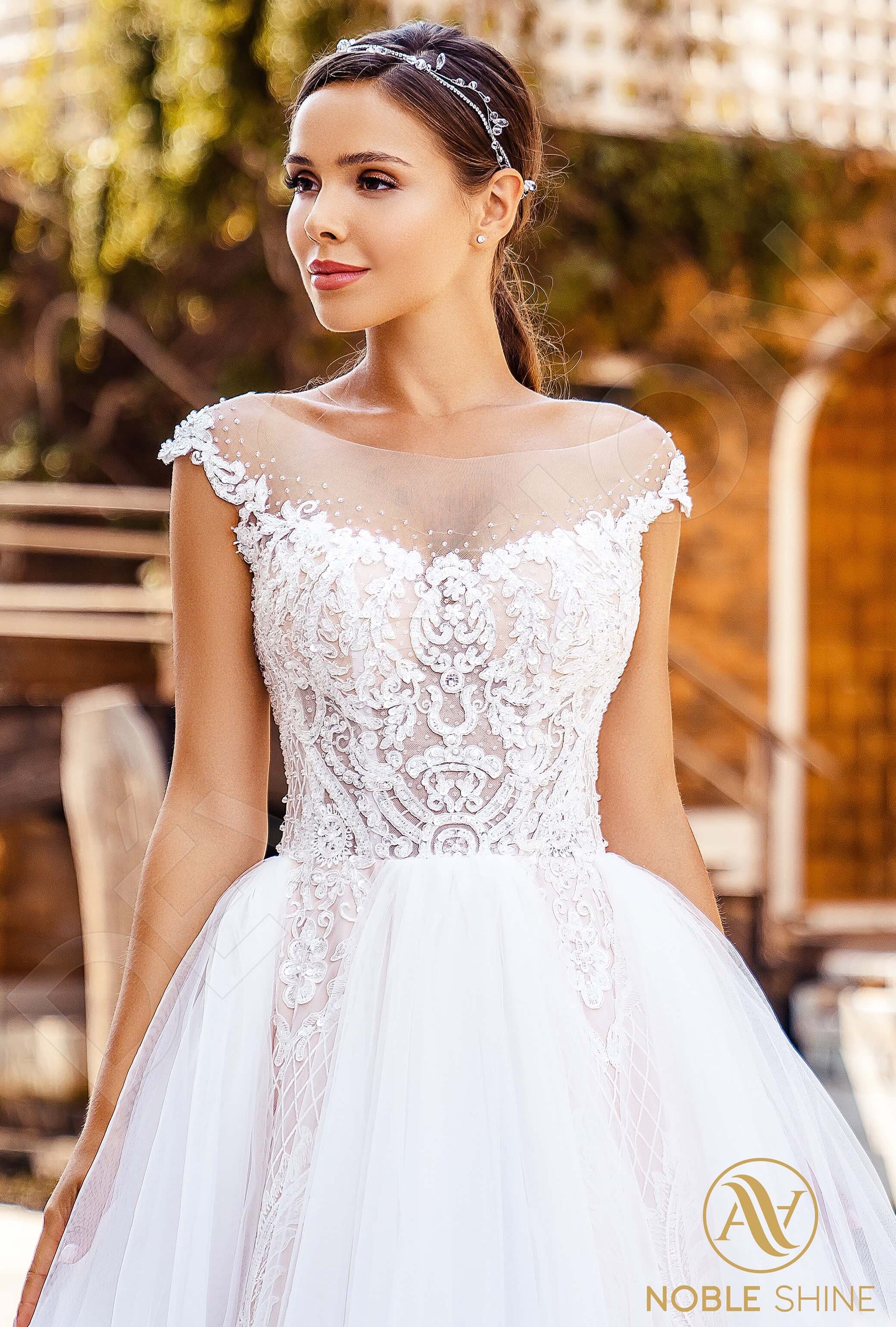 Nina A-line Illusion Milk Cappuccino Wedding dress