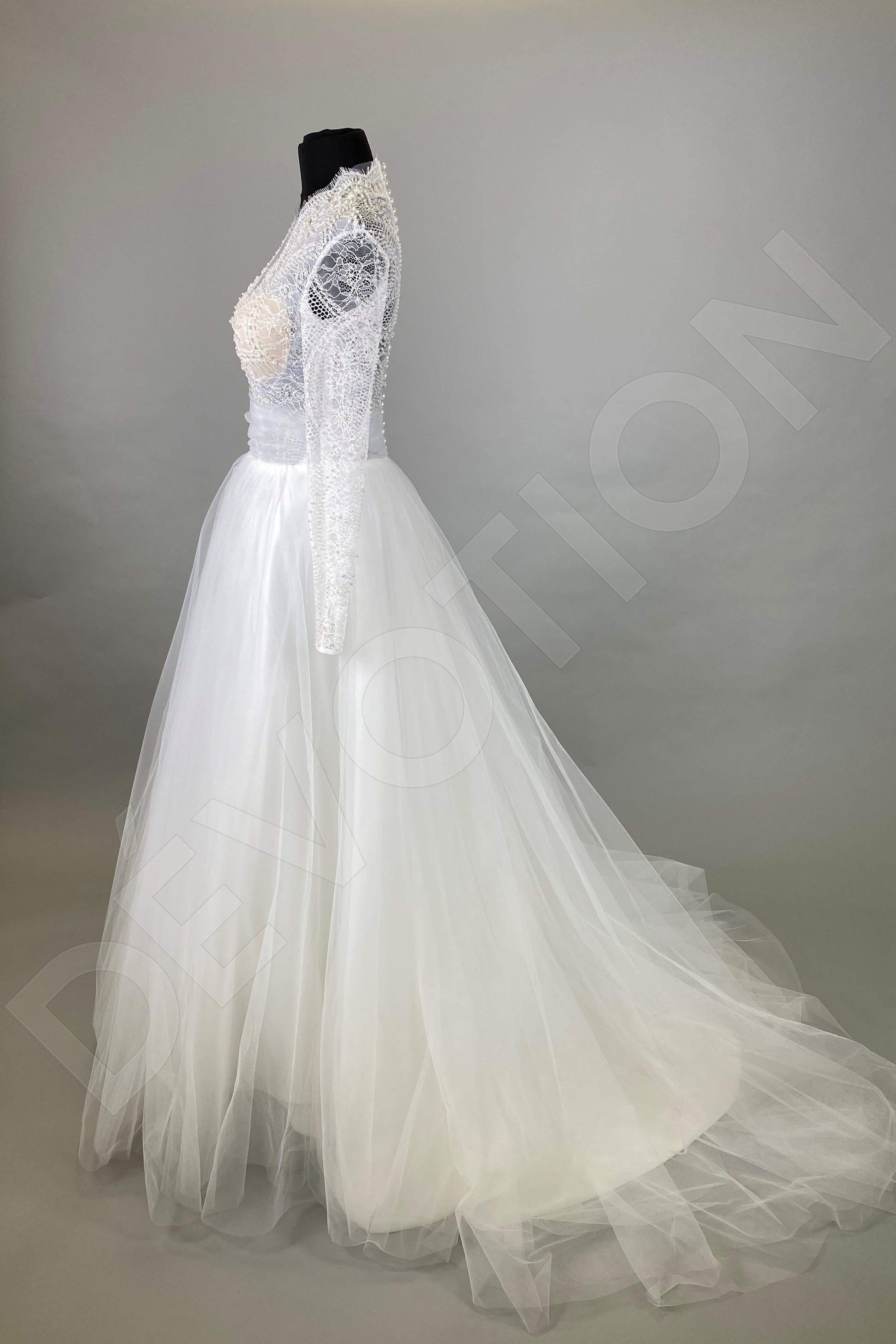 Marvel A-line Illusion Milk Wedding dress