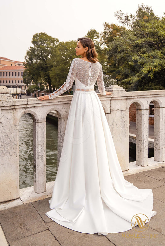 Augostina A-line Boat/Bateau Milk Cappuccino Wedding dress