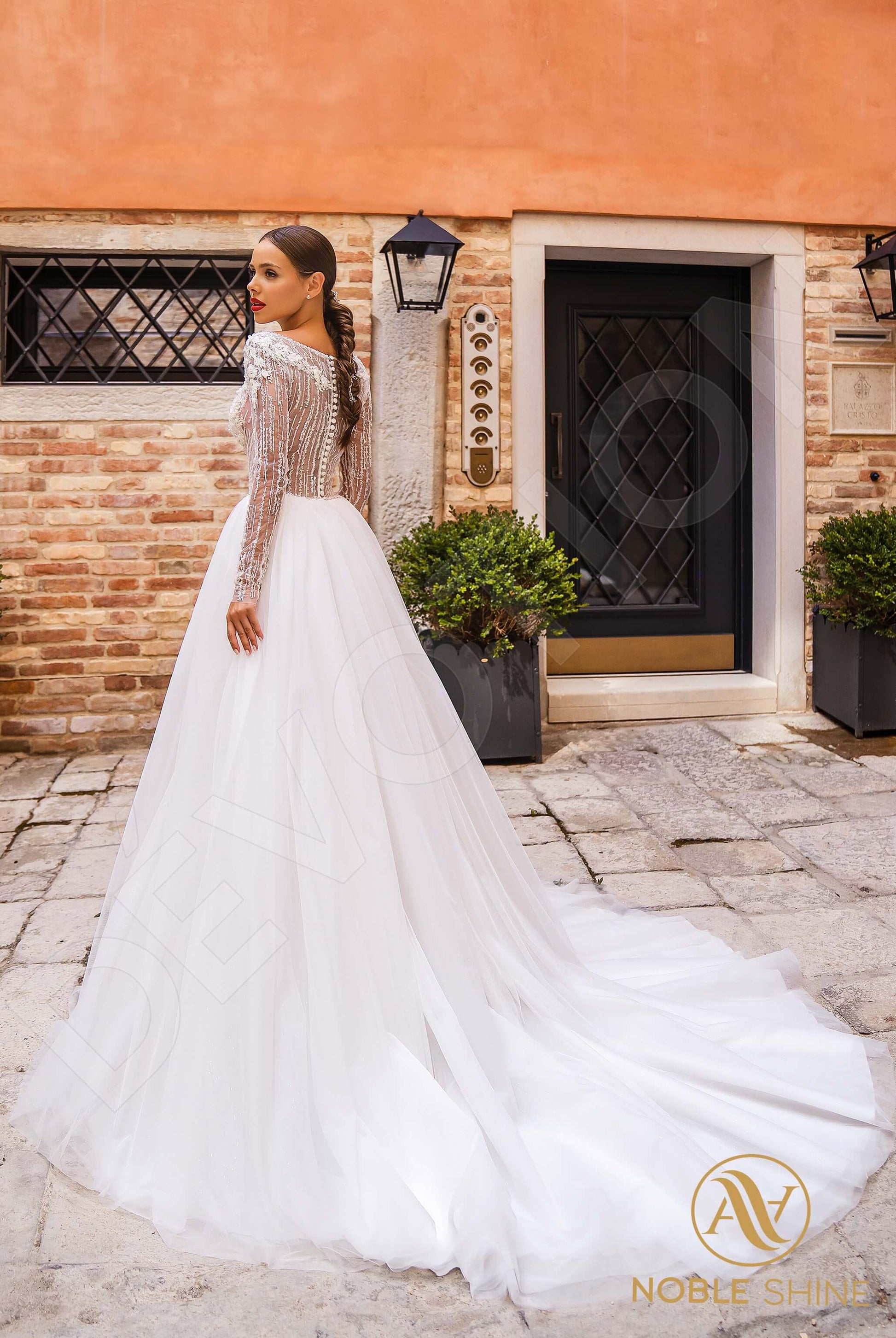 Beatrice A-line Boat/Bateau Milk Wedding dress