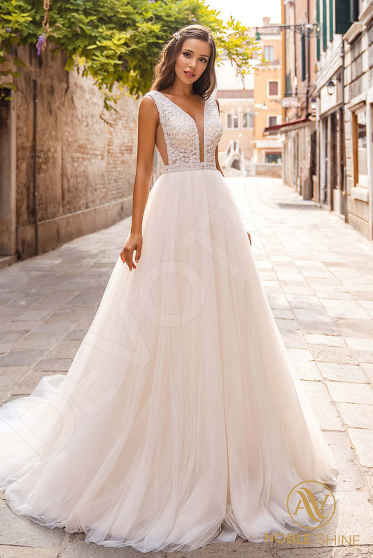 Vittoria A-line V-neck Milk Cappuccino Wedding dress