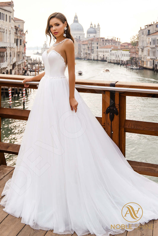 Carla A-line Jewel Milk Wedding dress