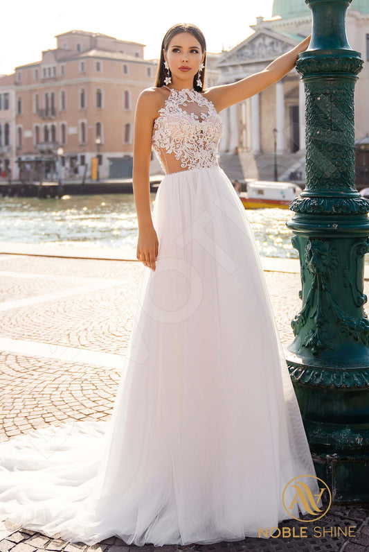 Carmela A-line Halter Milk Wedding dress