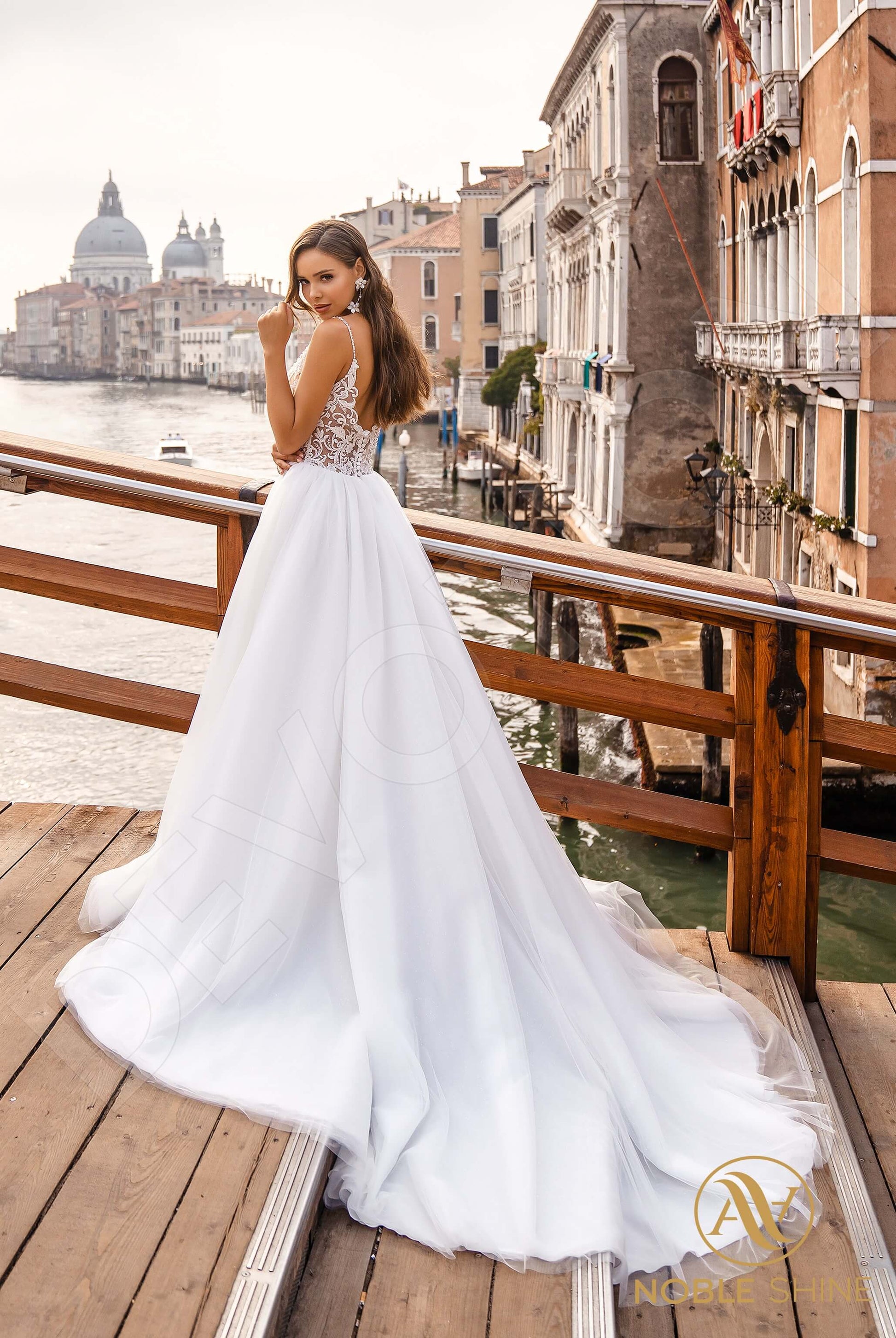 Maddalena A-line V-neck Milk Wedding dress