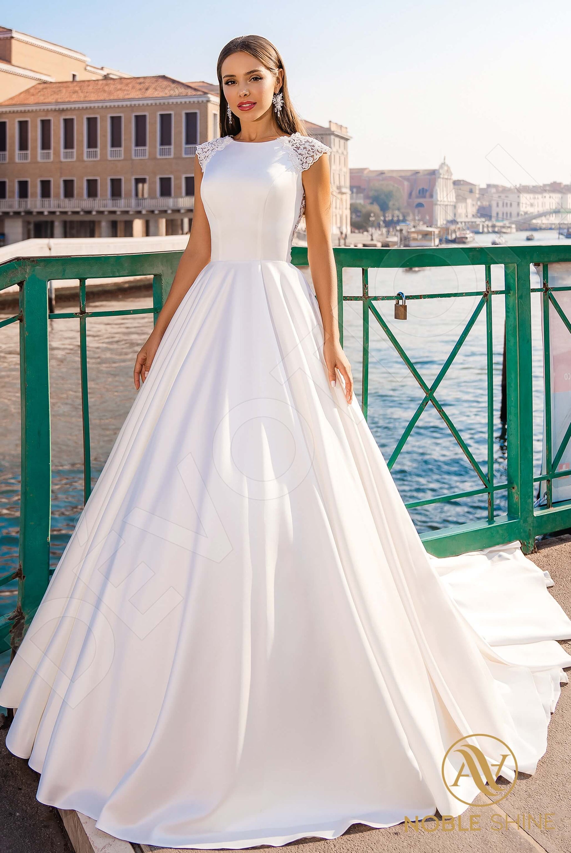 Ornella A-line Jewel Milk Wedding dress