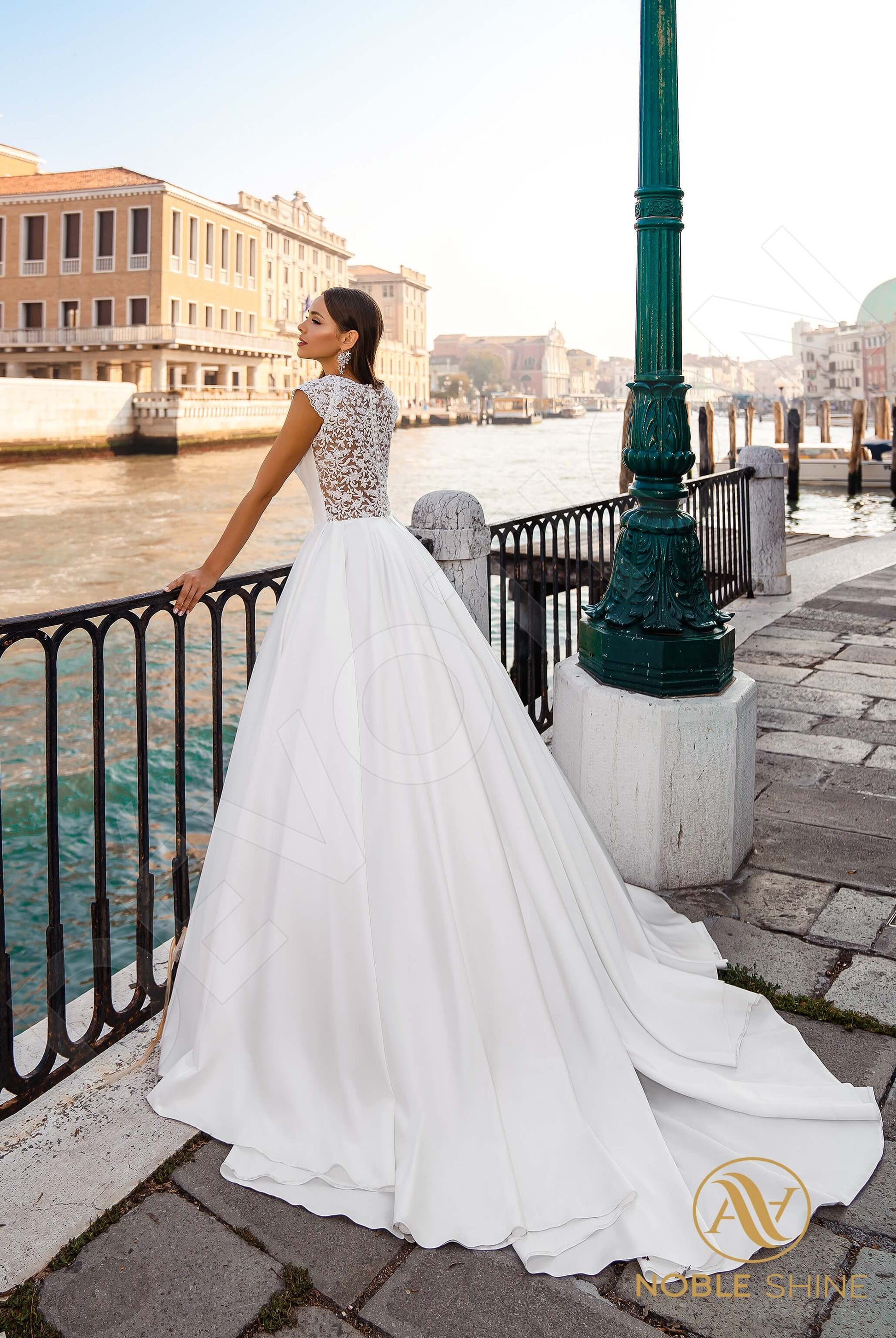 Ornella A-line Jewel Milk Wedding dress