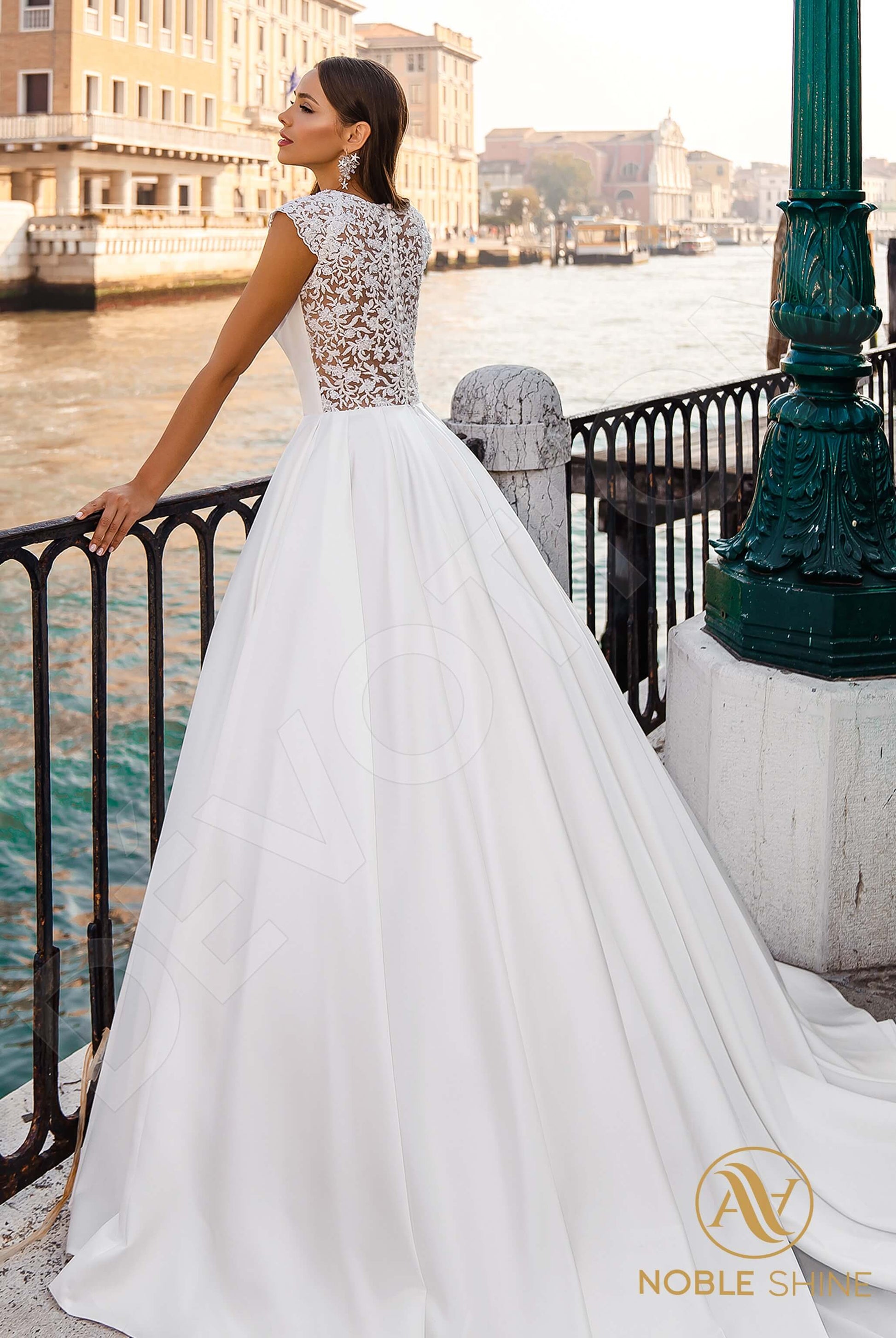 Ornella A-line Jewel Milk Wedding dress