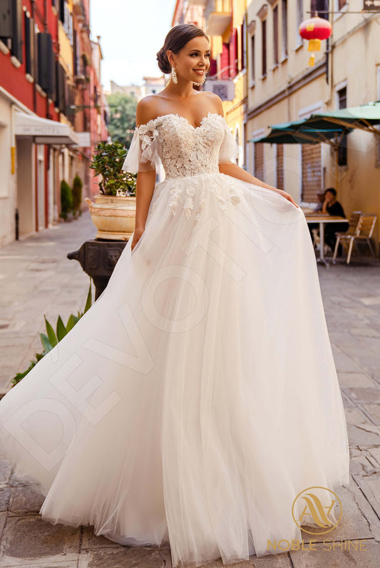 Constancia A-line Off-shoulder/Drop shoulders Milk Wedding dress