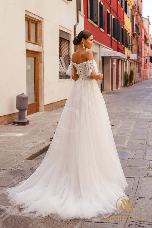 Constancia A-line Off-shoulder/Drop shoulders Milk Wedding dress