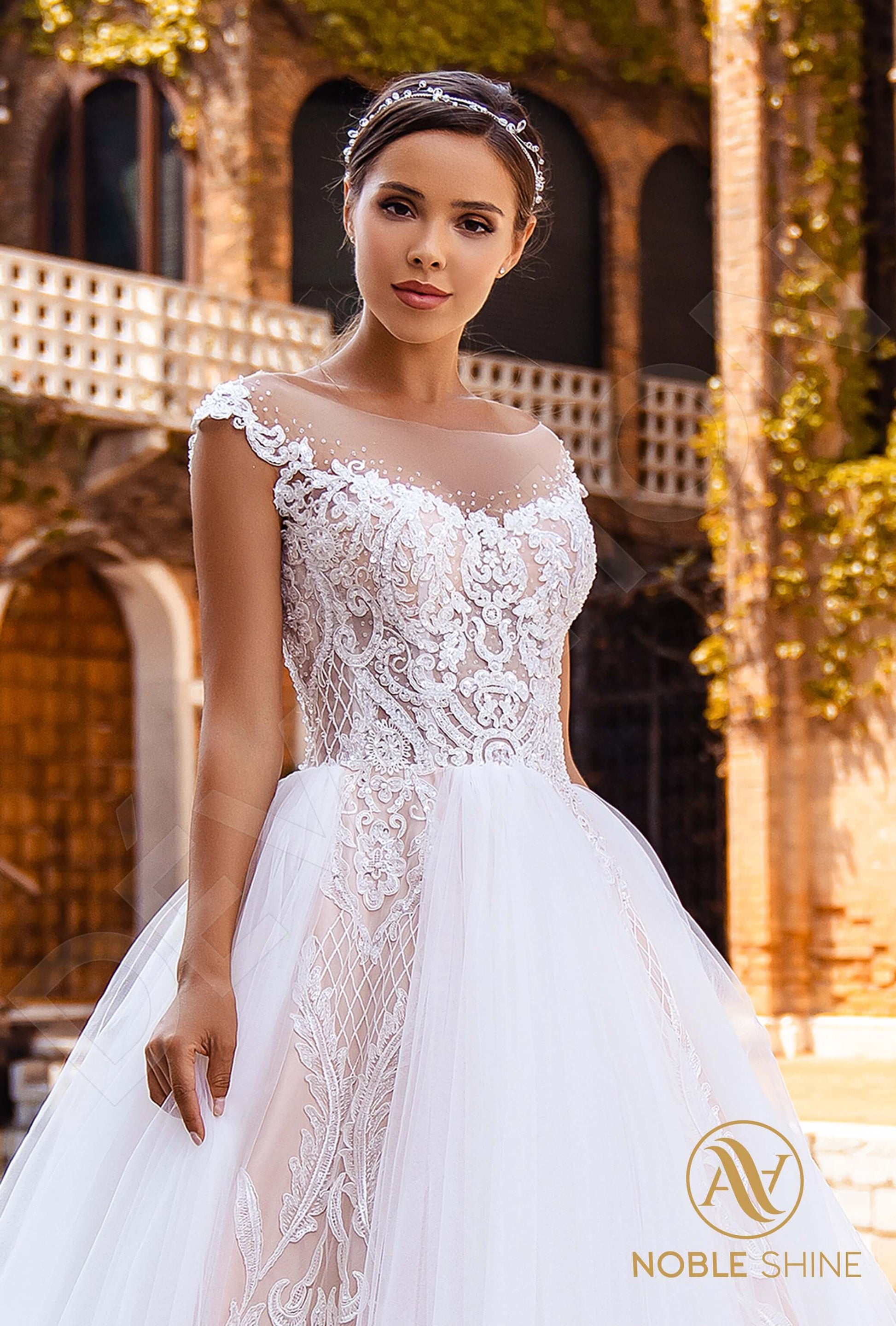 Nina A-line Illusion Milk Cappuccino Wedding dress