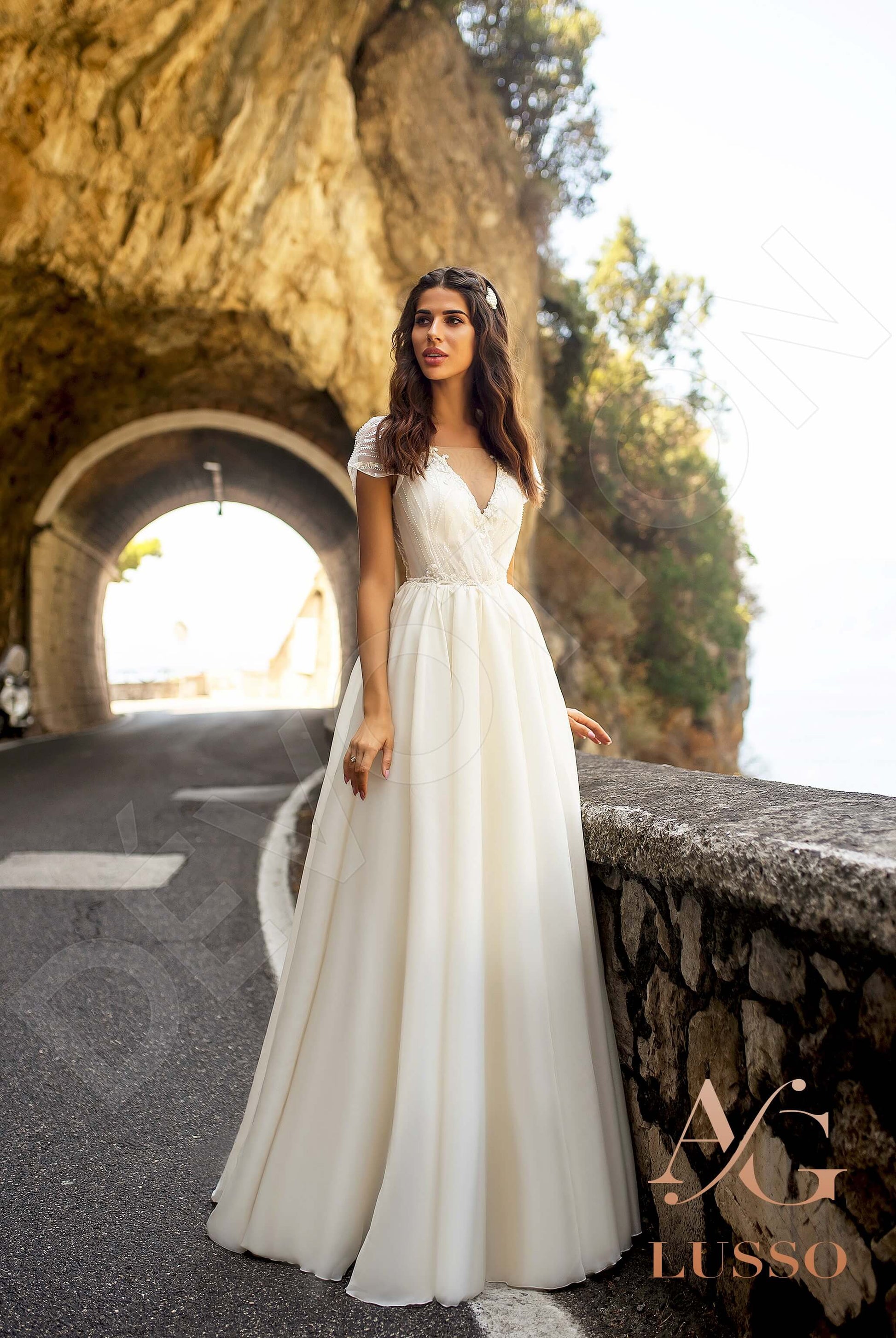 Cosima A-line Illusion Ivory Wedding dress