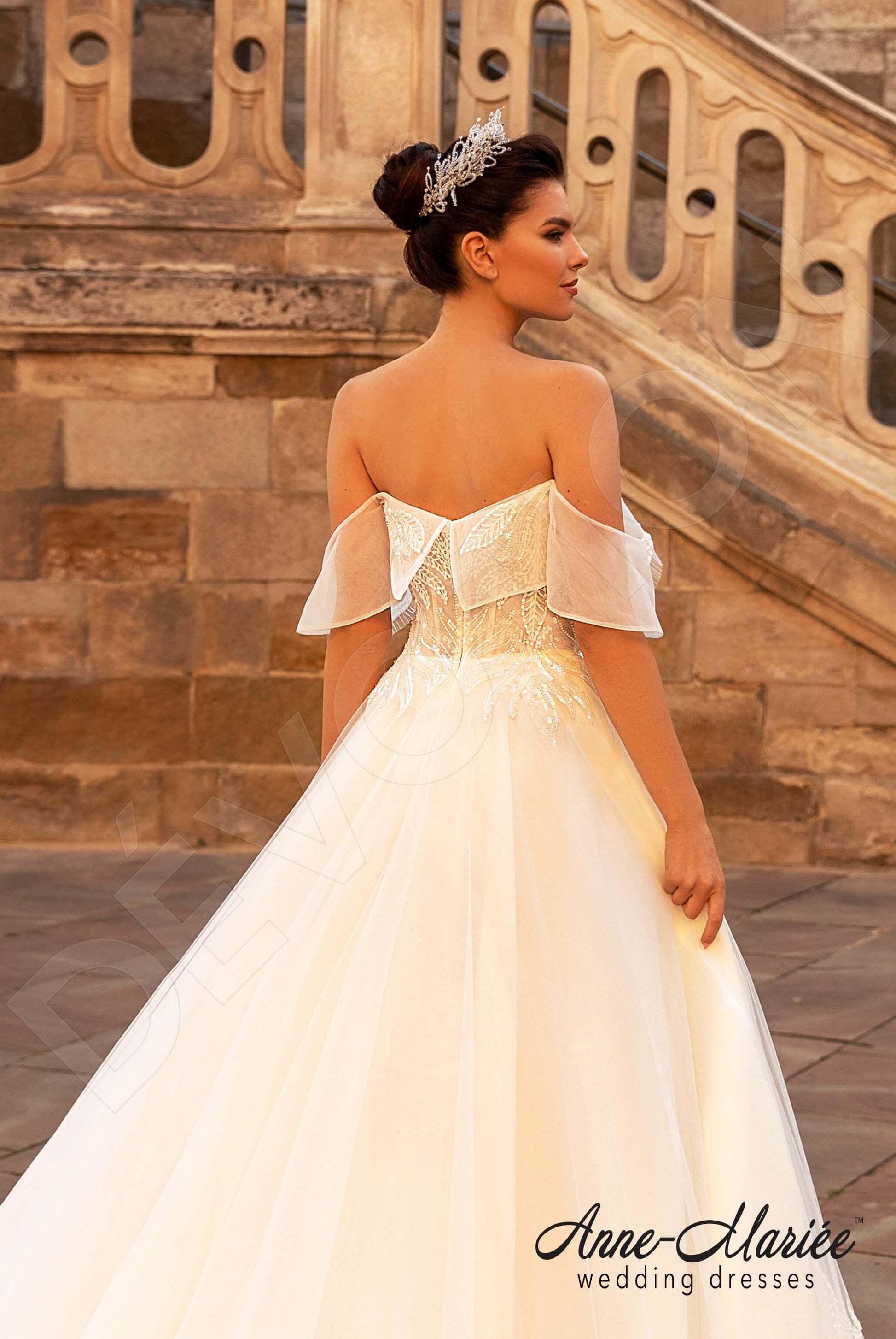 Aile Princess/Ball Gown Off-shoulder/Drop shoulders Milk Peach Wedding dress