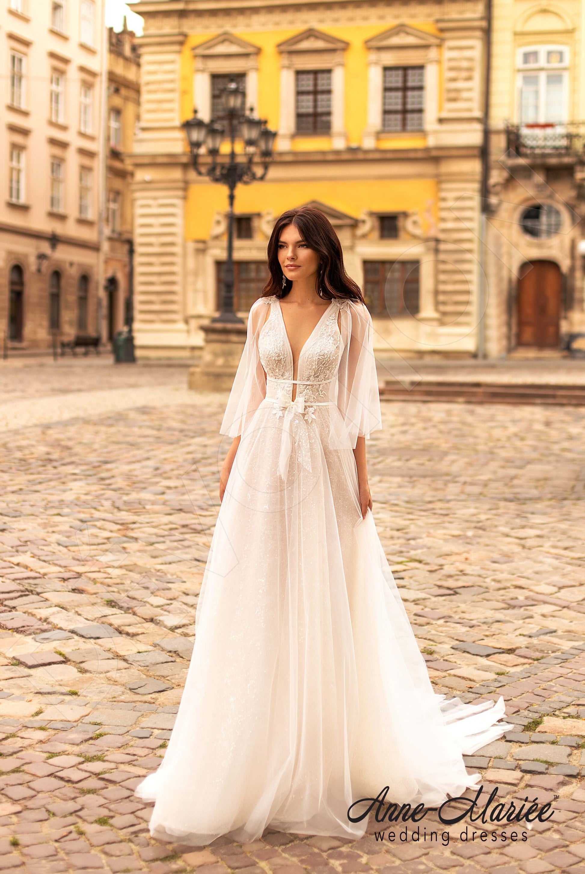 Marlene A-line Illusion Milk Peach Wedding dress