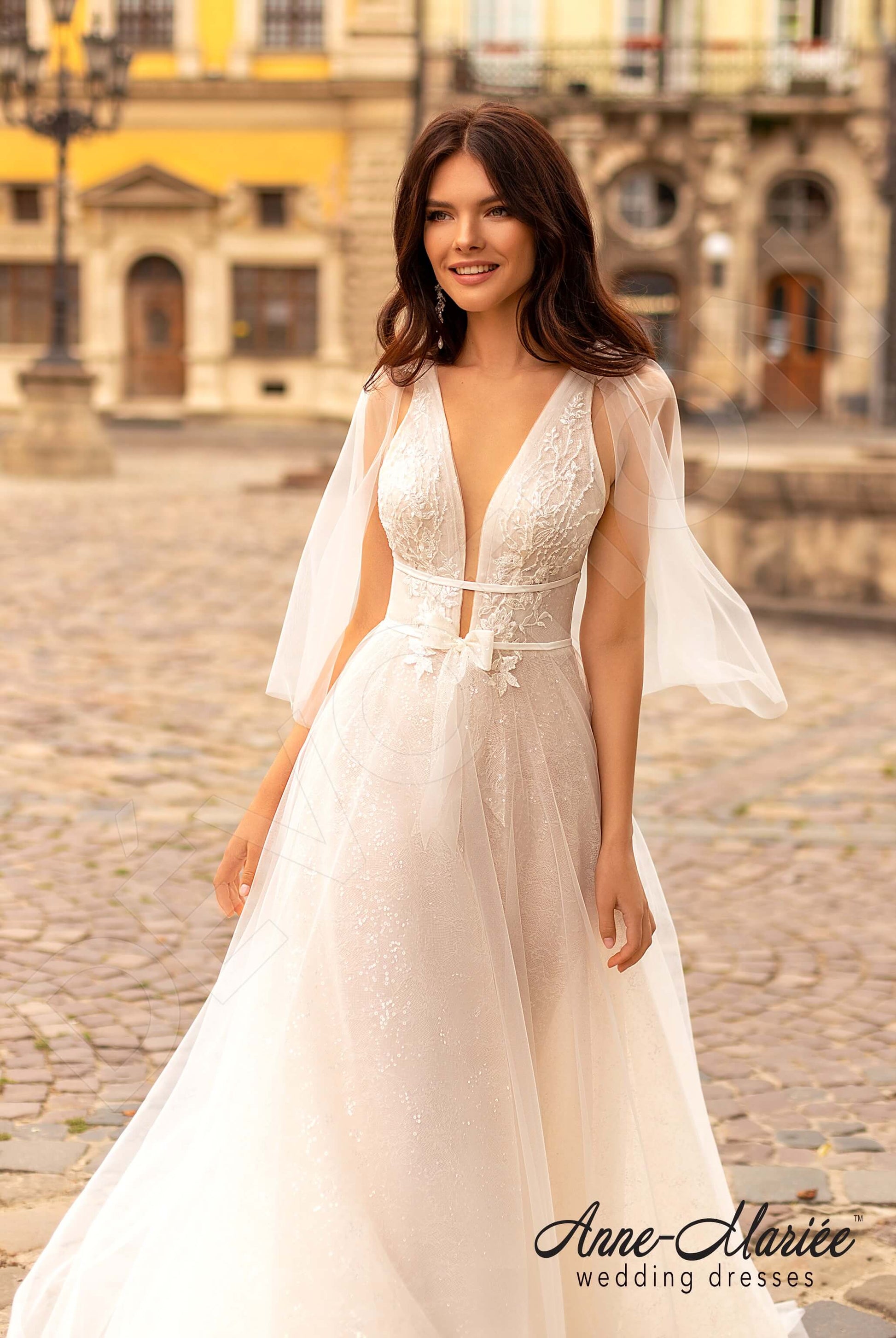 Marlene A-line Illusion Milk Peach Wedding dress